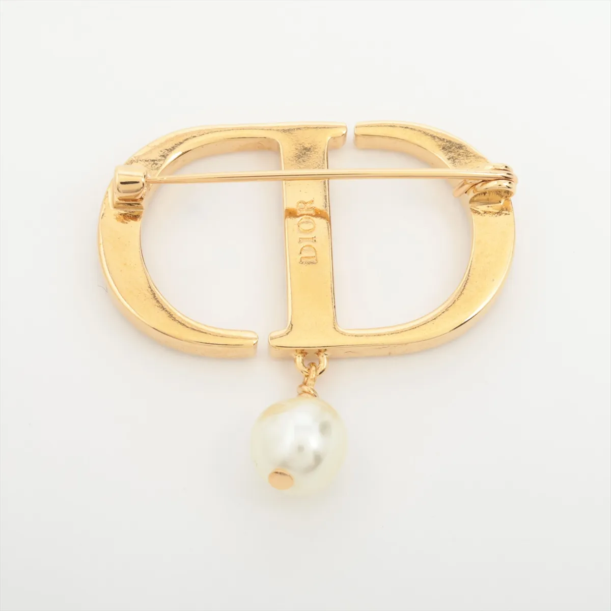 Petit CD Brooch GP x Rhinestone x Fake Pearl Gold — view 2