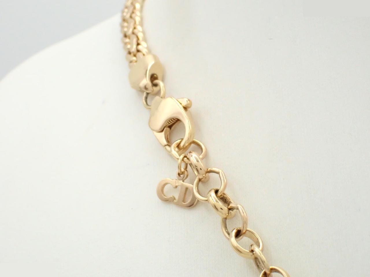 Rhinestone necklace, gold plated, approximately 46cm in length. — view 2