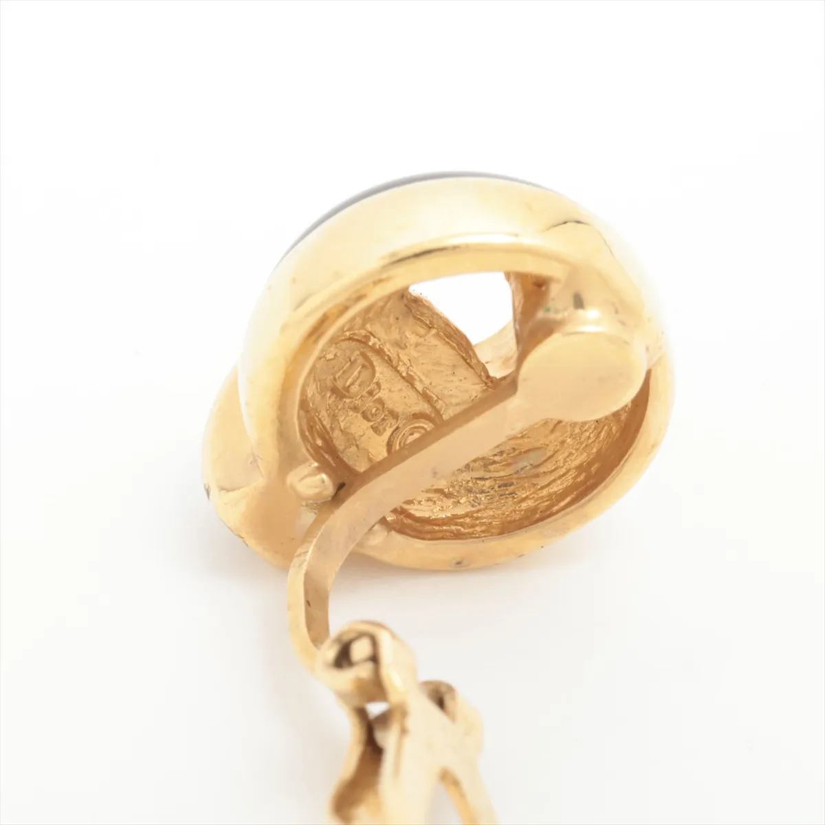 earrings (for both ears), gold and black with rhinestones. Shows signs of wear, — view 5
