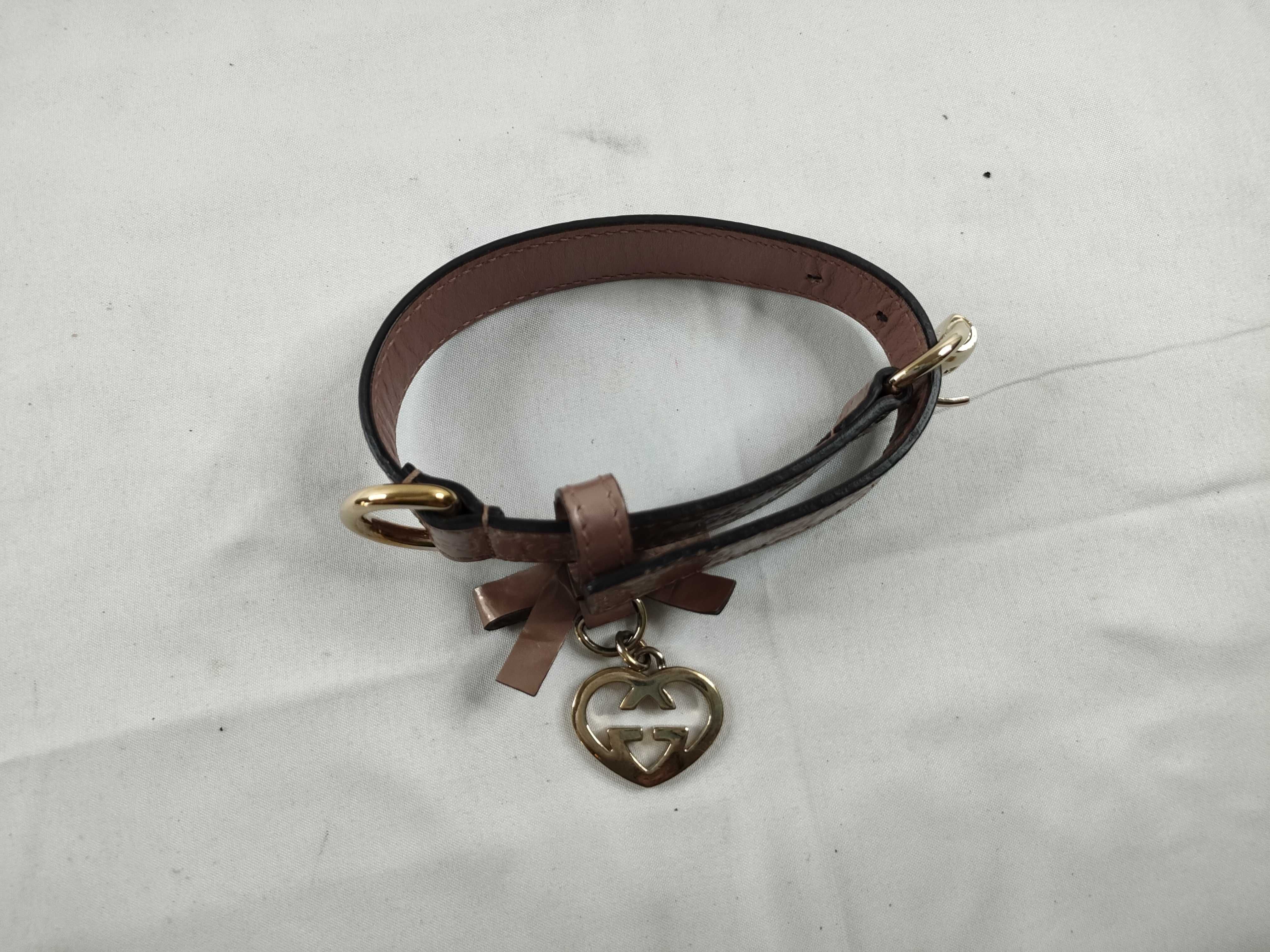 Guccissima Leather Pet Collar Necklace, Heart Design, Pink, Other Accessories — view 5