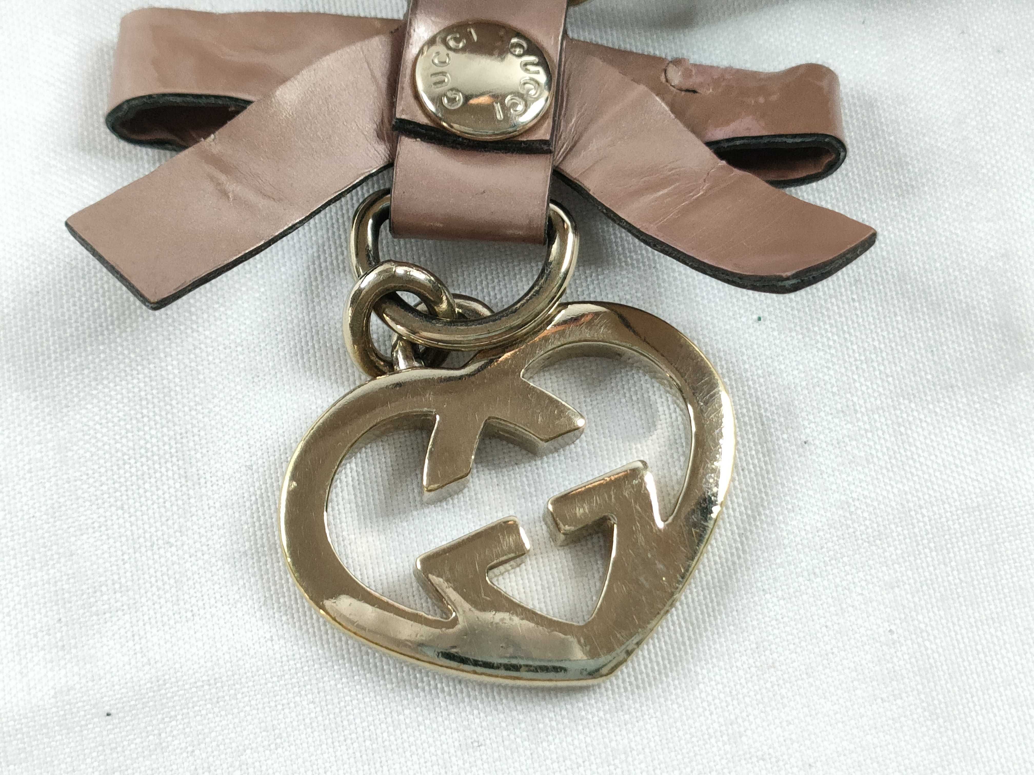 Guccissima Leather Pet Collar Necklace, Heart Design, Pink, Other Accessories — view 7