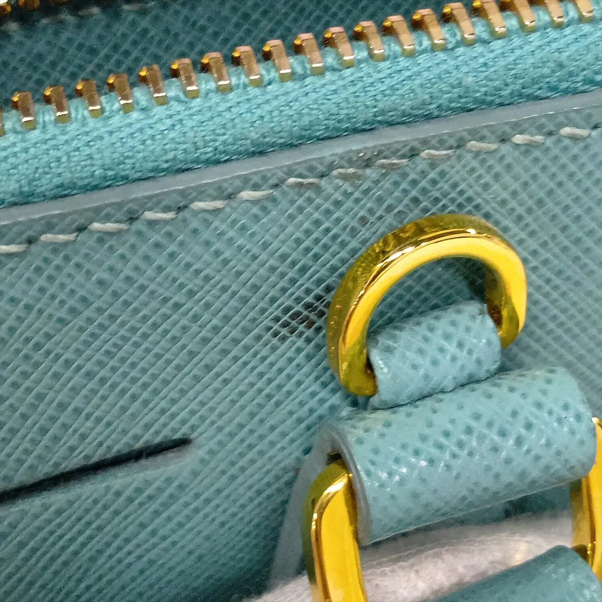 Saffiano Lux Leather Handbag, Blue — view 15