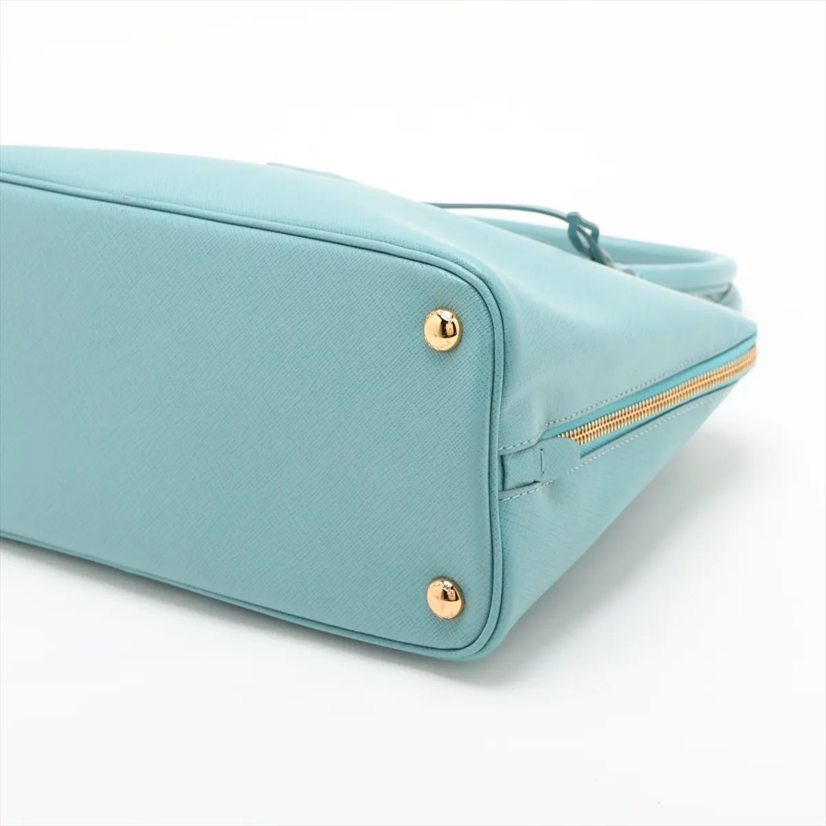 Saffiano Lux Leather Handbag, Blue — view 3