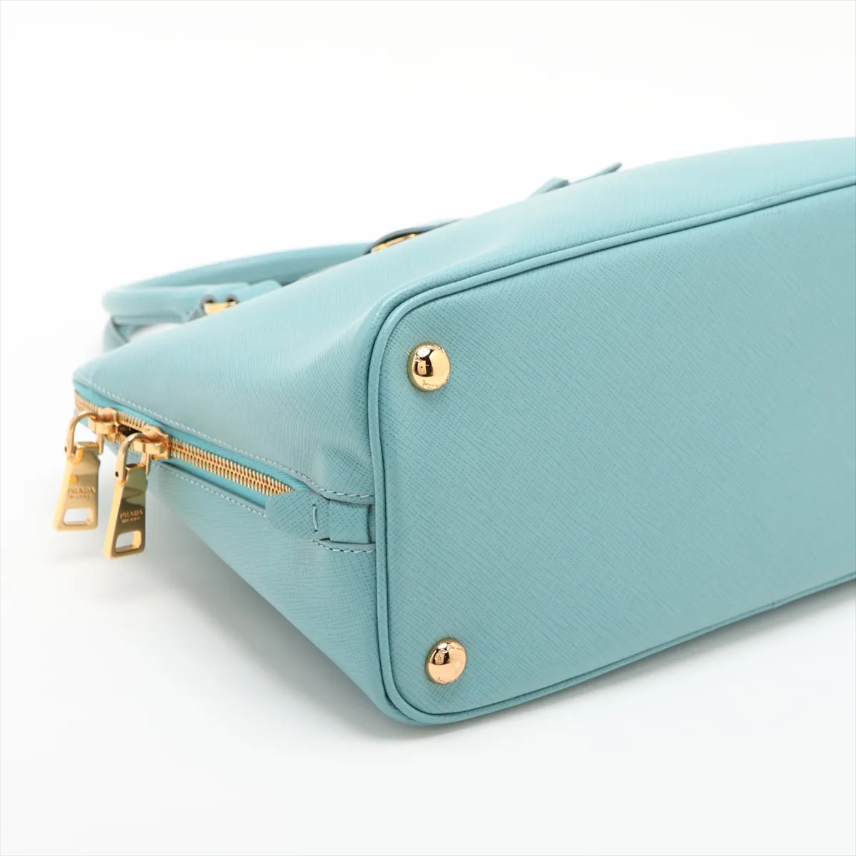 Saffiano Lux Leather Handbag, Blue — view 4