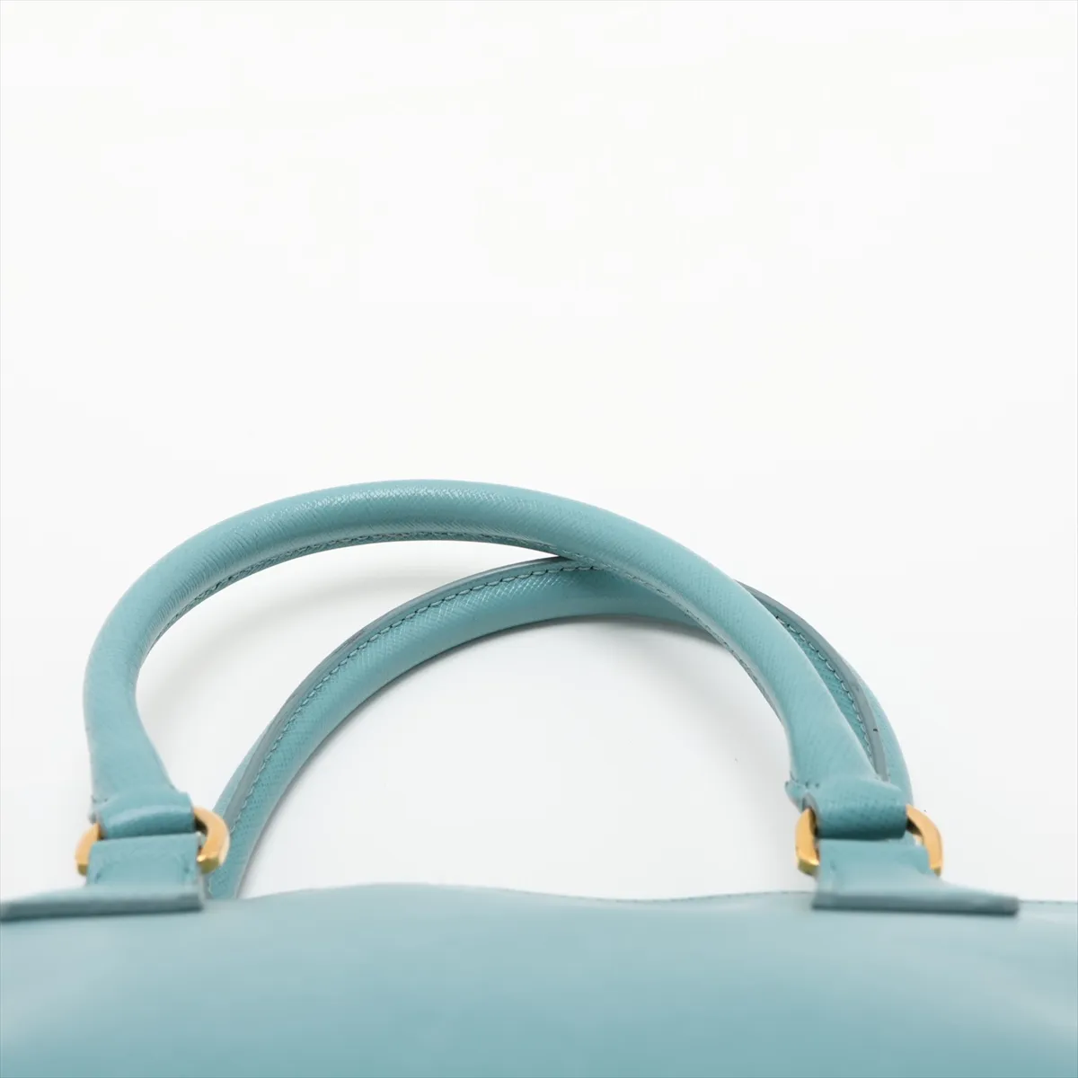 Saffiano Lux Leather Handbag, Blue — view 6
