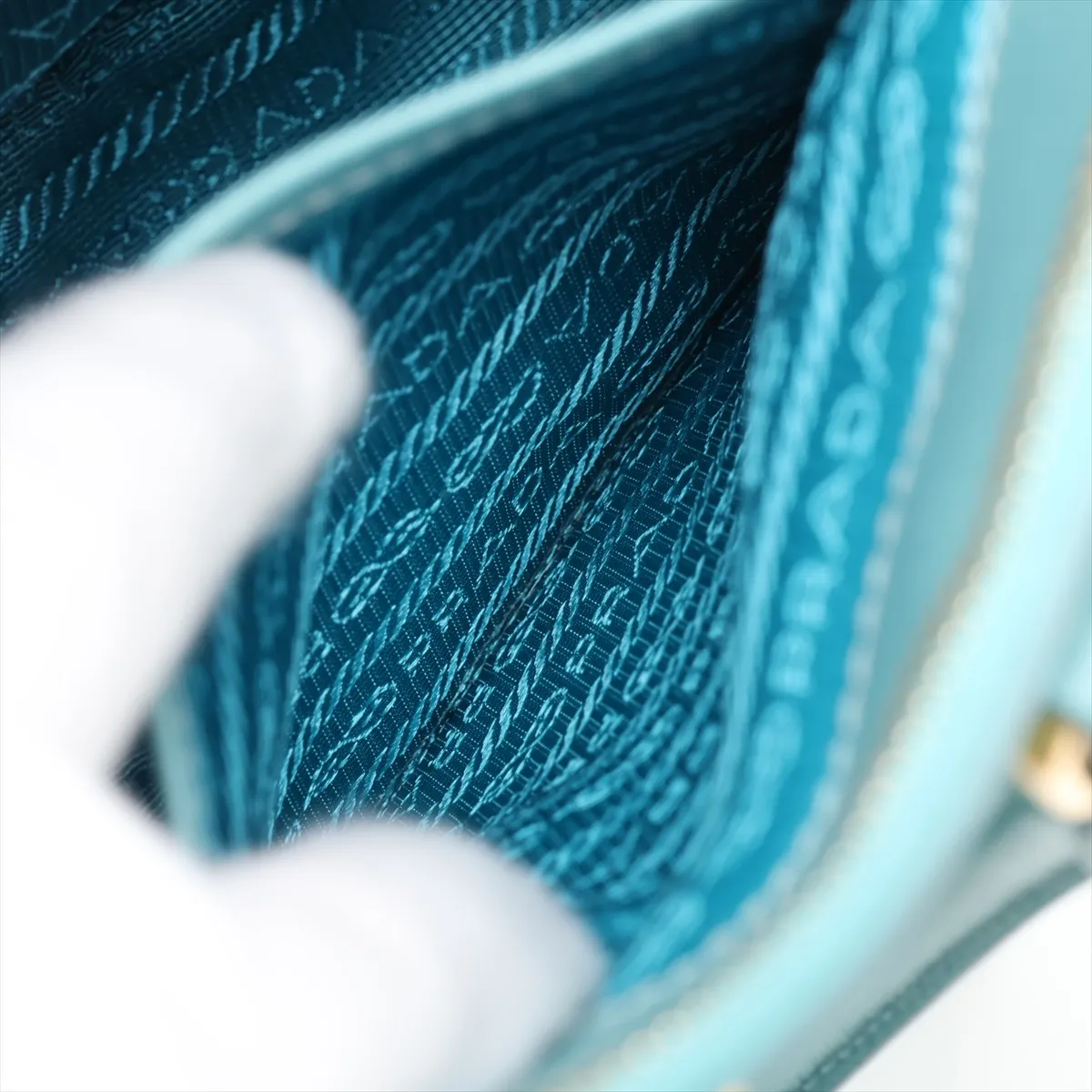 Saffiano Lux Leather Handbag, Blue — view 10