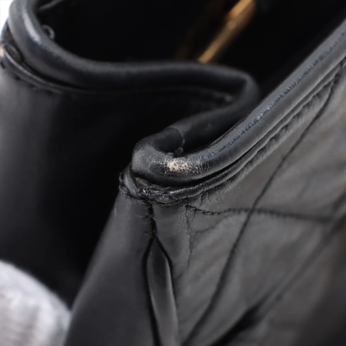 Matelasse Leather Chain Tote Bag Black Gold Hardware 0284365 Series 0 No Strap Leather — view 12