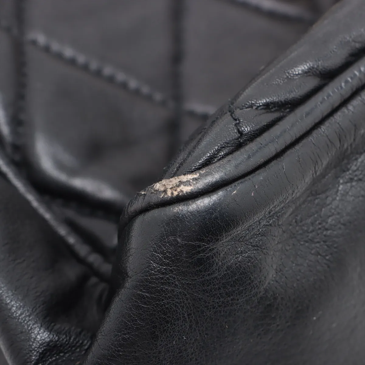 Matelasse Leather Chain Tote Bag Black Gold Hardware 0284365 Series 0 No Strap Leather — view 13
