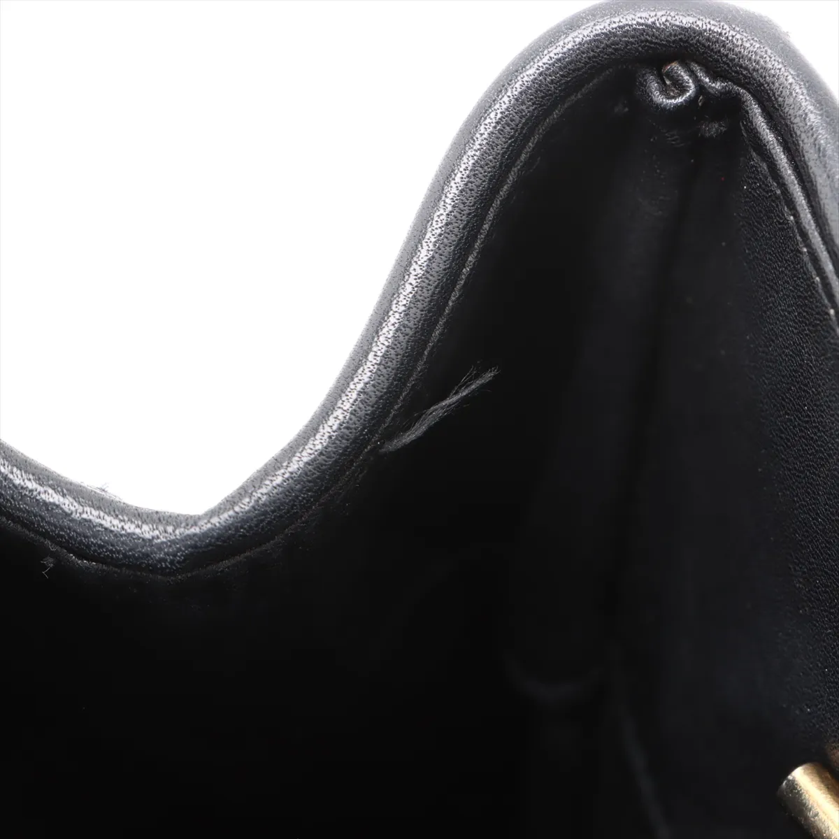 Matelasse Leather Chain Tote Bag Black Gold Hardware 0284365 Series 0 No Strap Leather — view 14