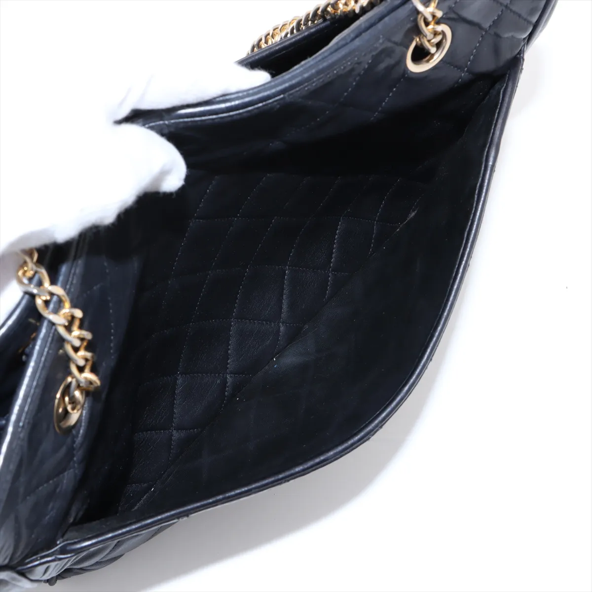 Matelasse Leather Chain Tote Bag Black Gold Hardware 0284365 Series 0 No Strap Leather — view 9