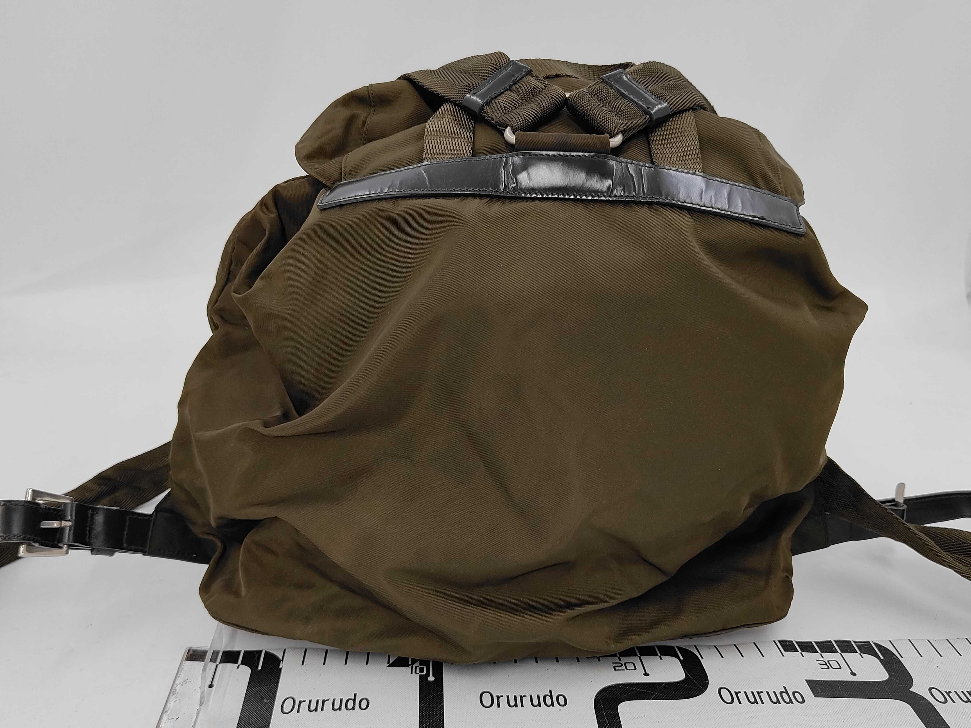 Nylon Backpack with Double Front Pockets, Green, W29cm — view 2