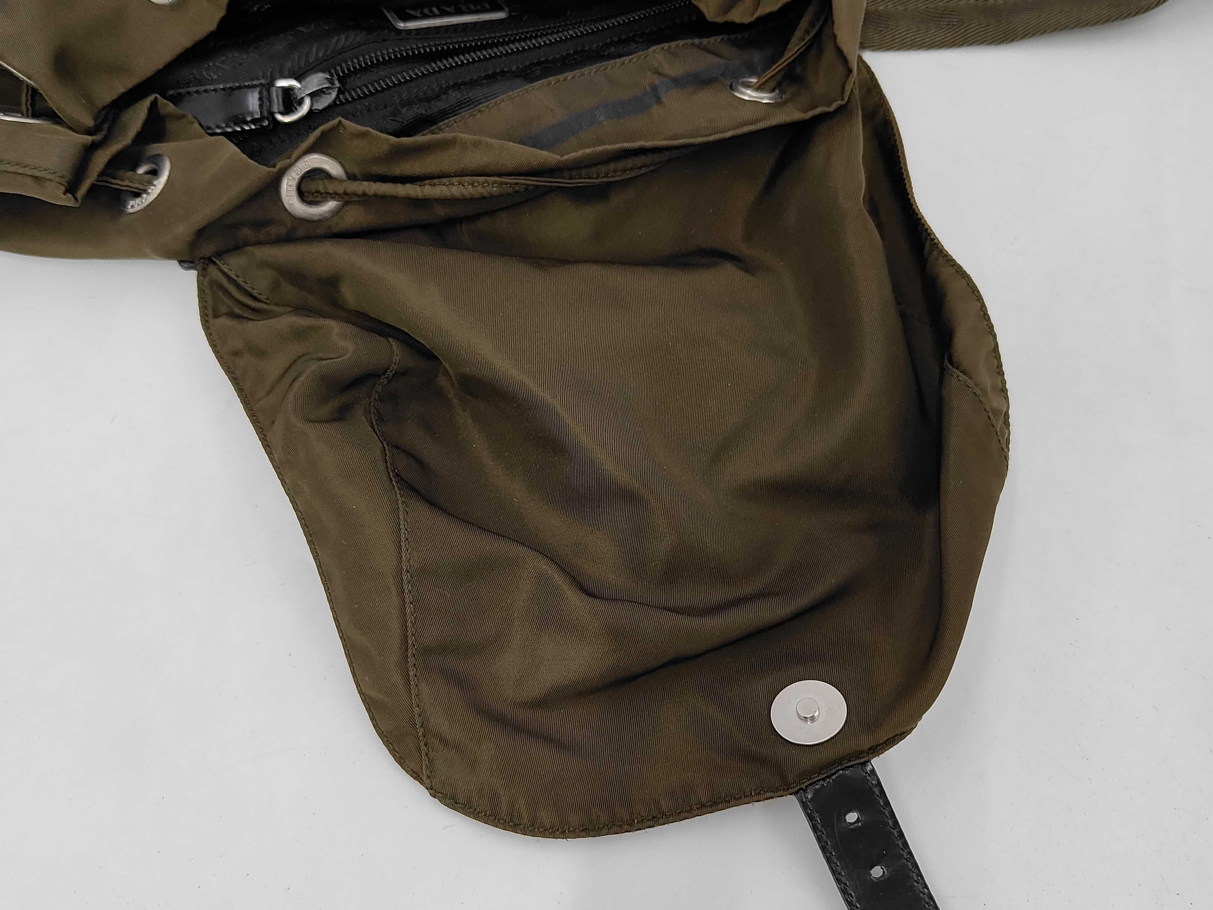Nylon Backpack with Double Front Pockets, Green, W29cm — view 11