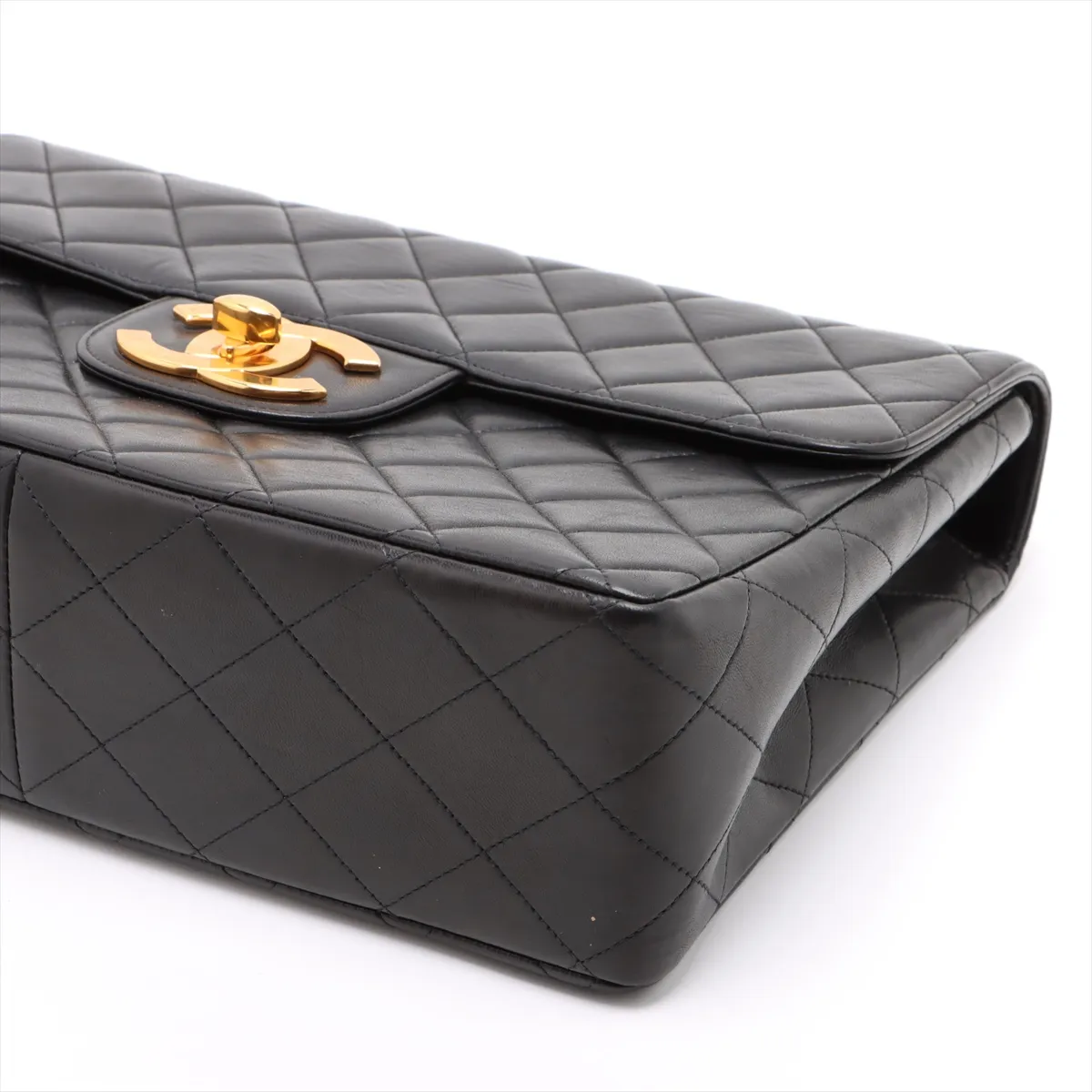Deca Matelasse 30 Large Lambskin Single Flap Double Chain Bag Black Gold Hardware 4570375 4th Series A11869 — view 3