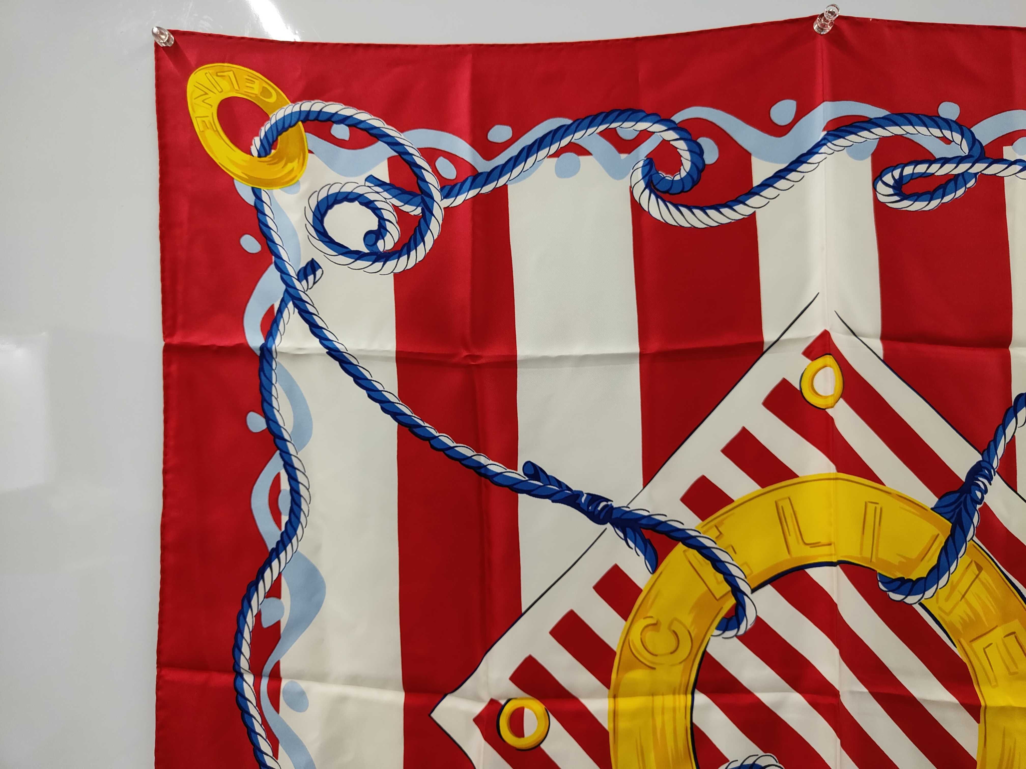 handkerchief/scarf, large size, silk, with tag, marine motif, red and white stripes, other accessories. — view 2