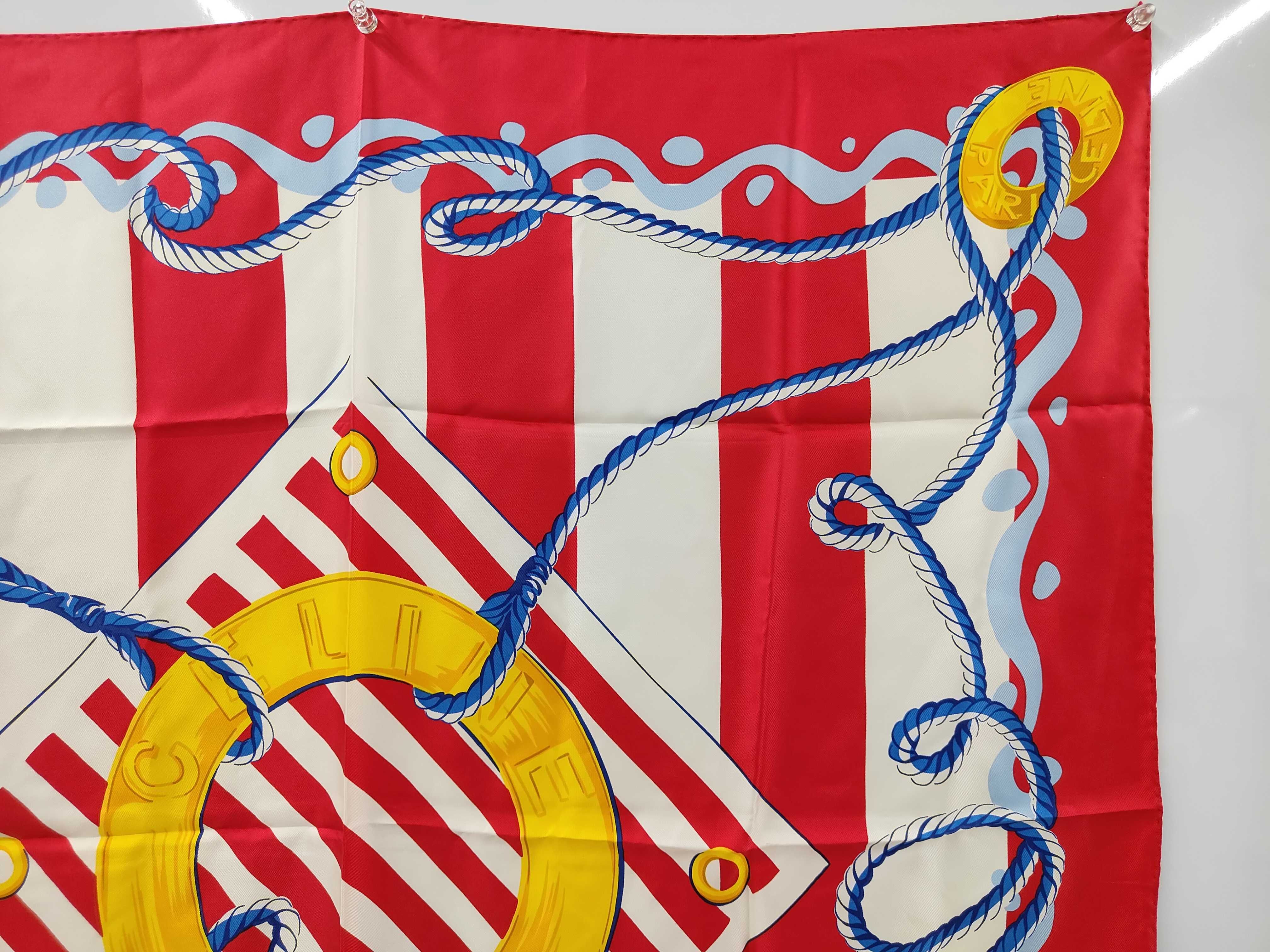 handkerchief/scarf, large size, silk, with tag, marine motif, red and white stripes, other accessories. — view 3