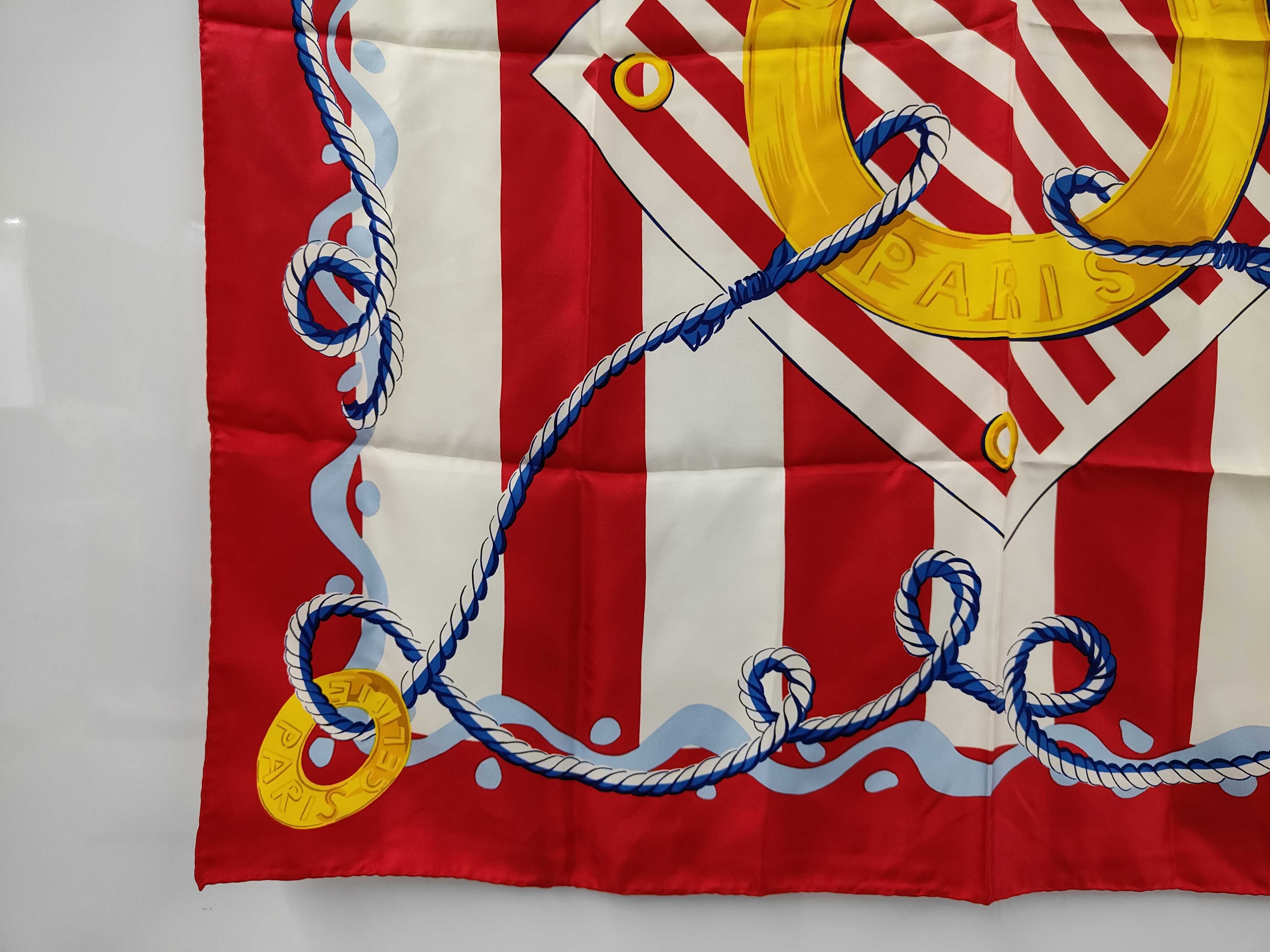 handkerchief/scarf, large size, silk, with tag, marine motif, red and white stripes, other accessories. — view 5