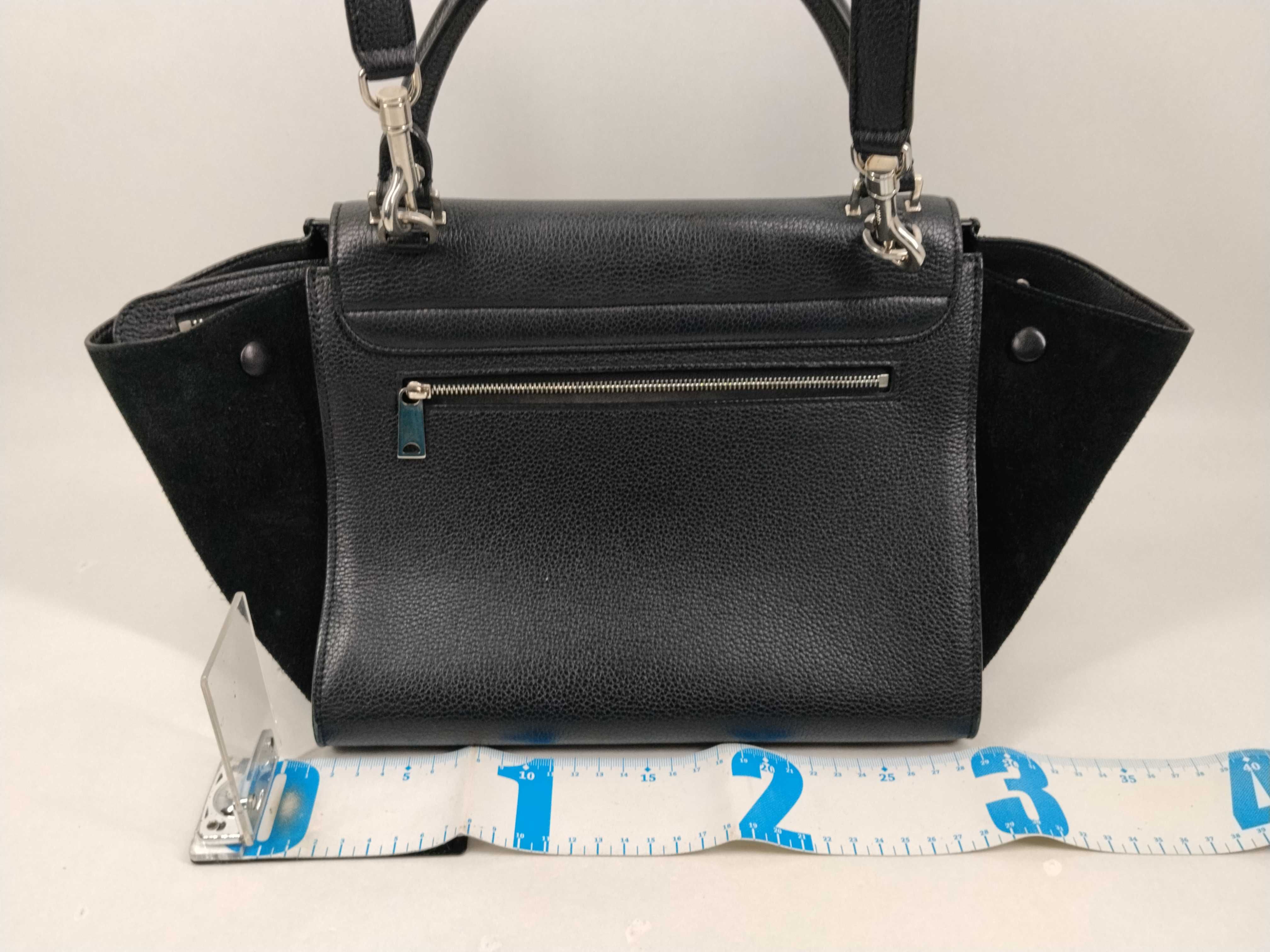 FR - Trapeze Leather & Suede 2-Way Handbag Black — view 2