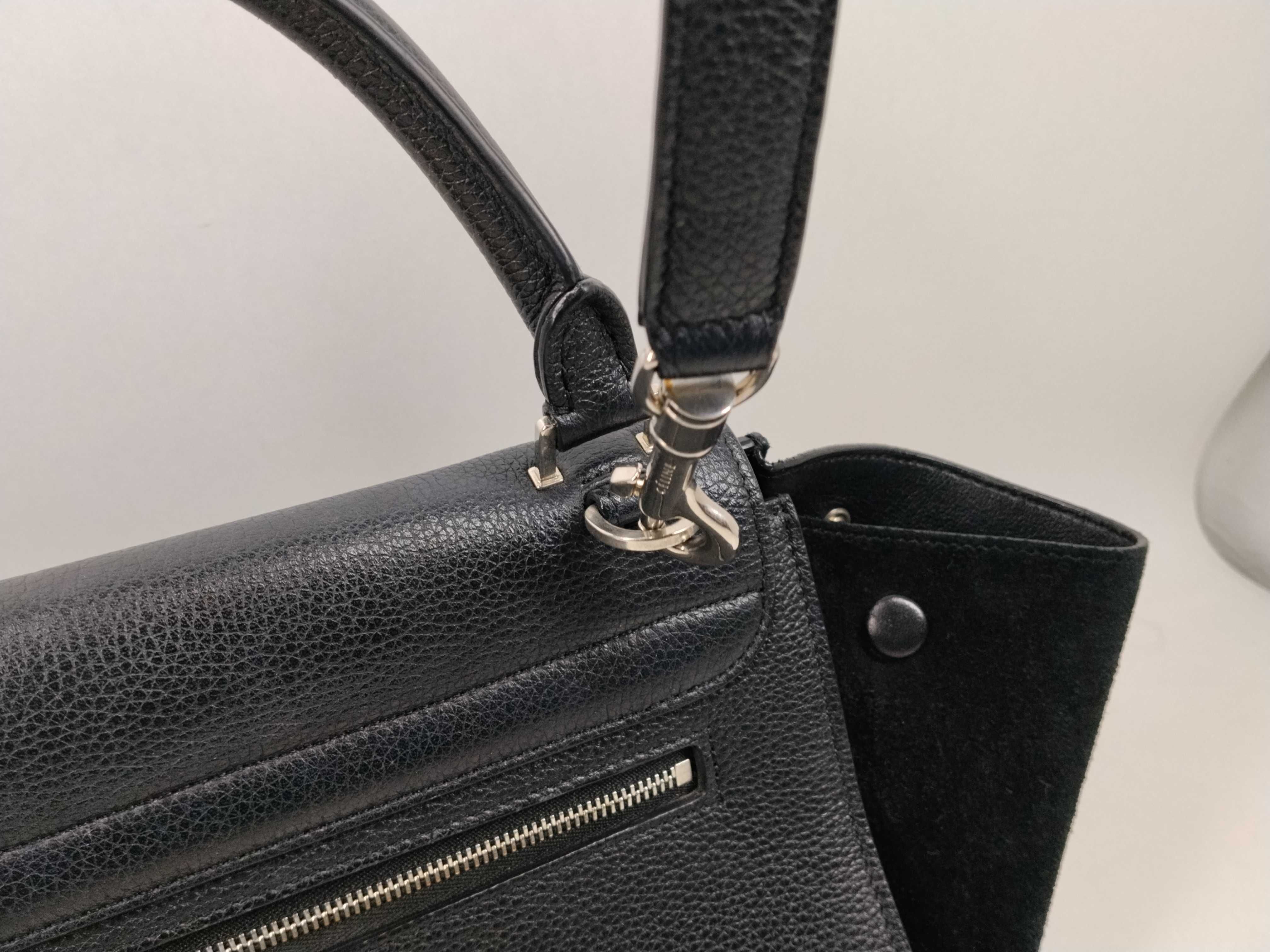 FR - Trapeze Leather & Suede 2-Way Handbag Black — view 3