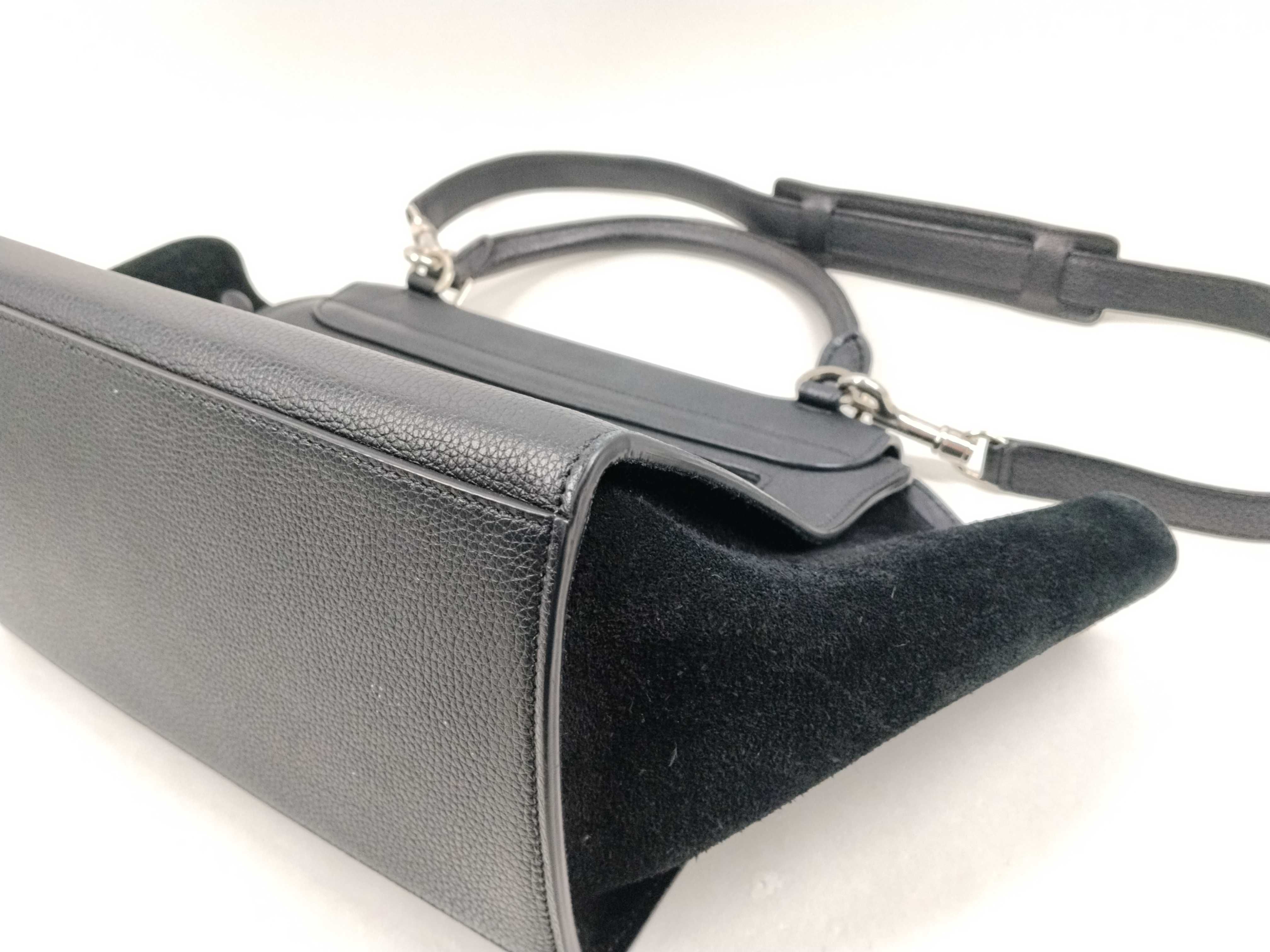 FR - Trapeze Leather & Suede 2-Way Handbag Black — view 6