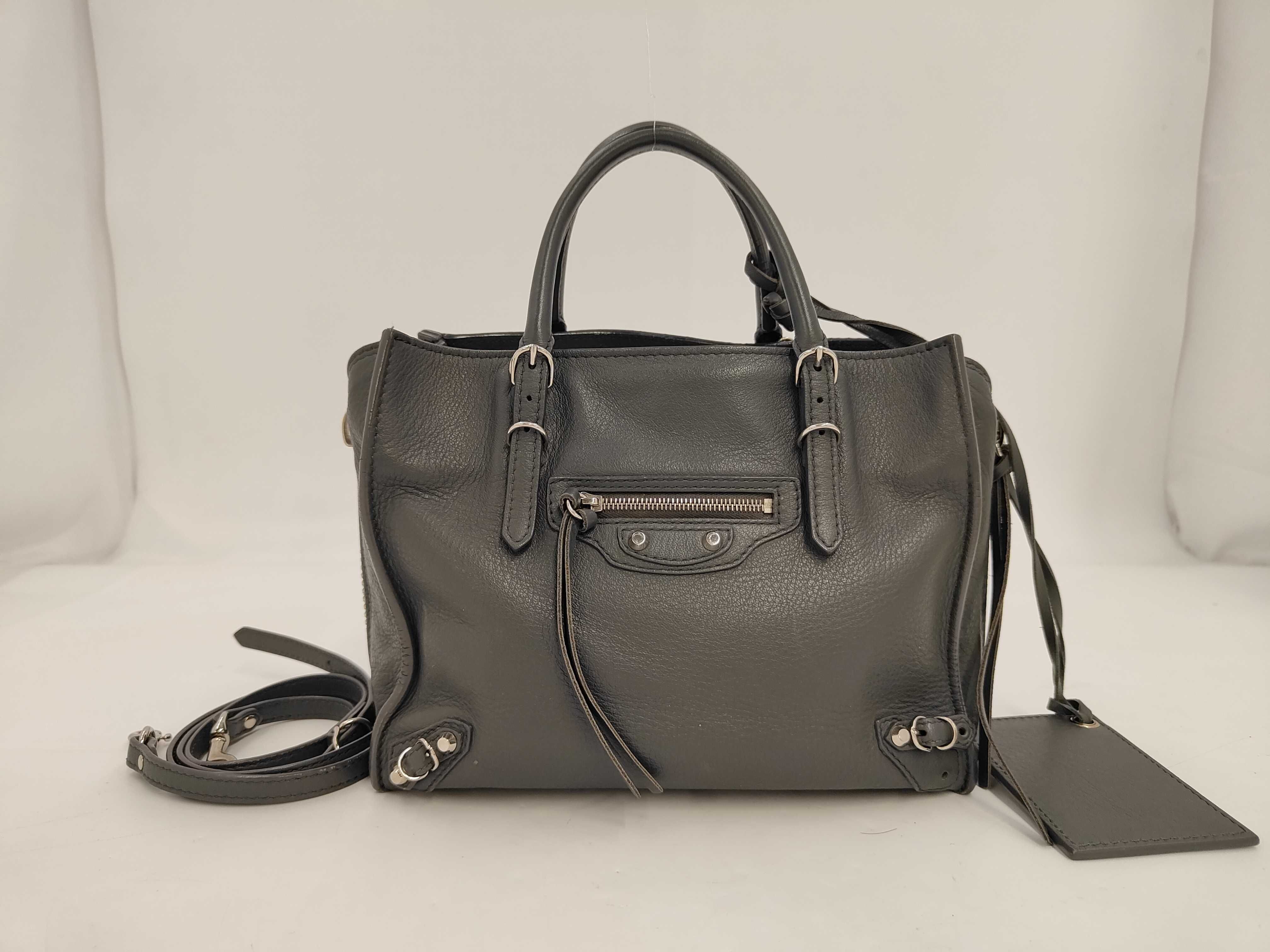 2-way Leather Gray Handbag Mini Paper Handbag