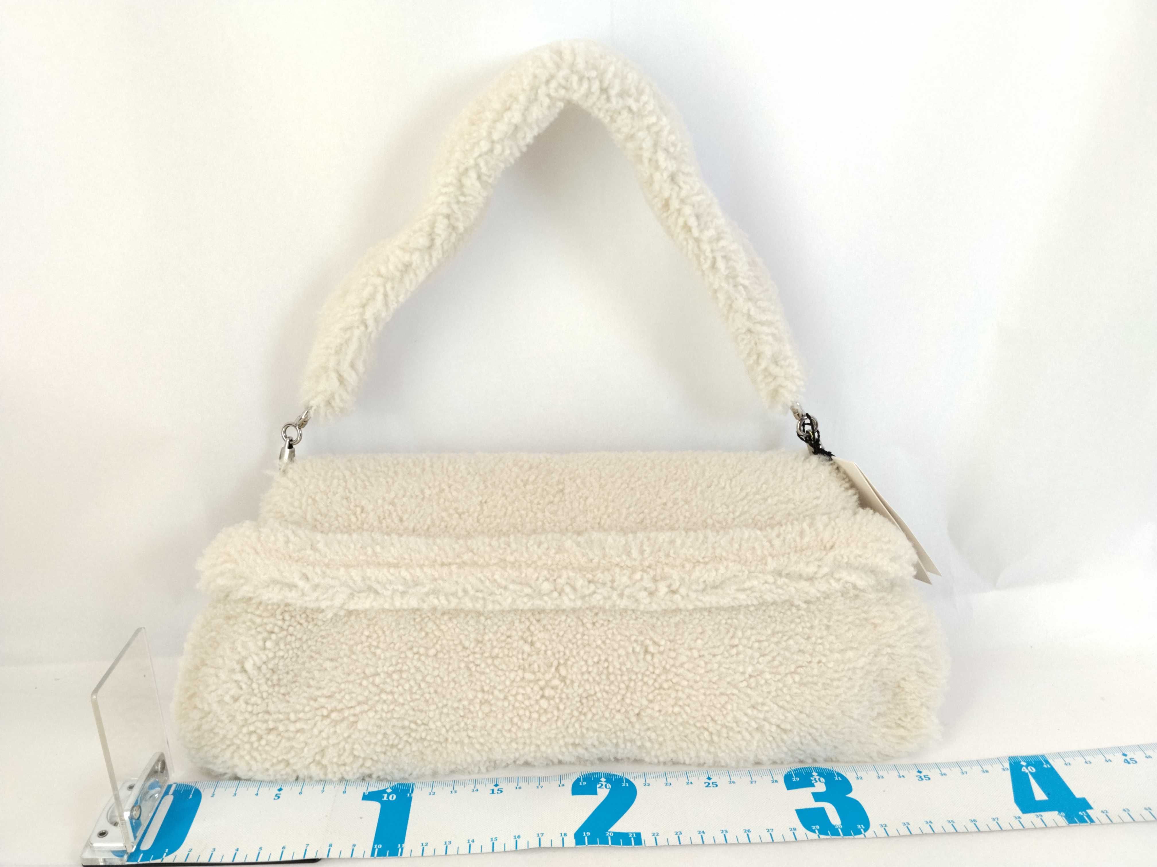 Horsebit Shoulder Bag, Fabric White, Boa Handbag — view 2