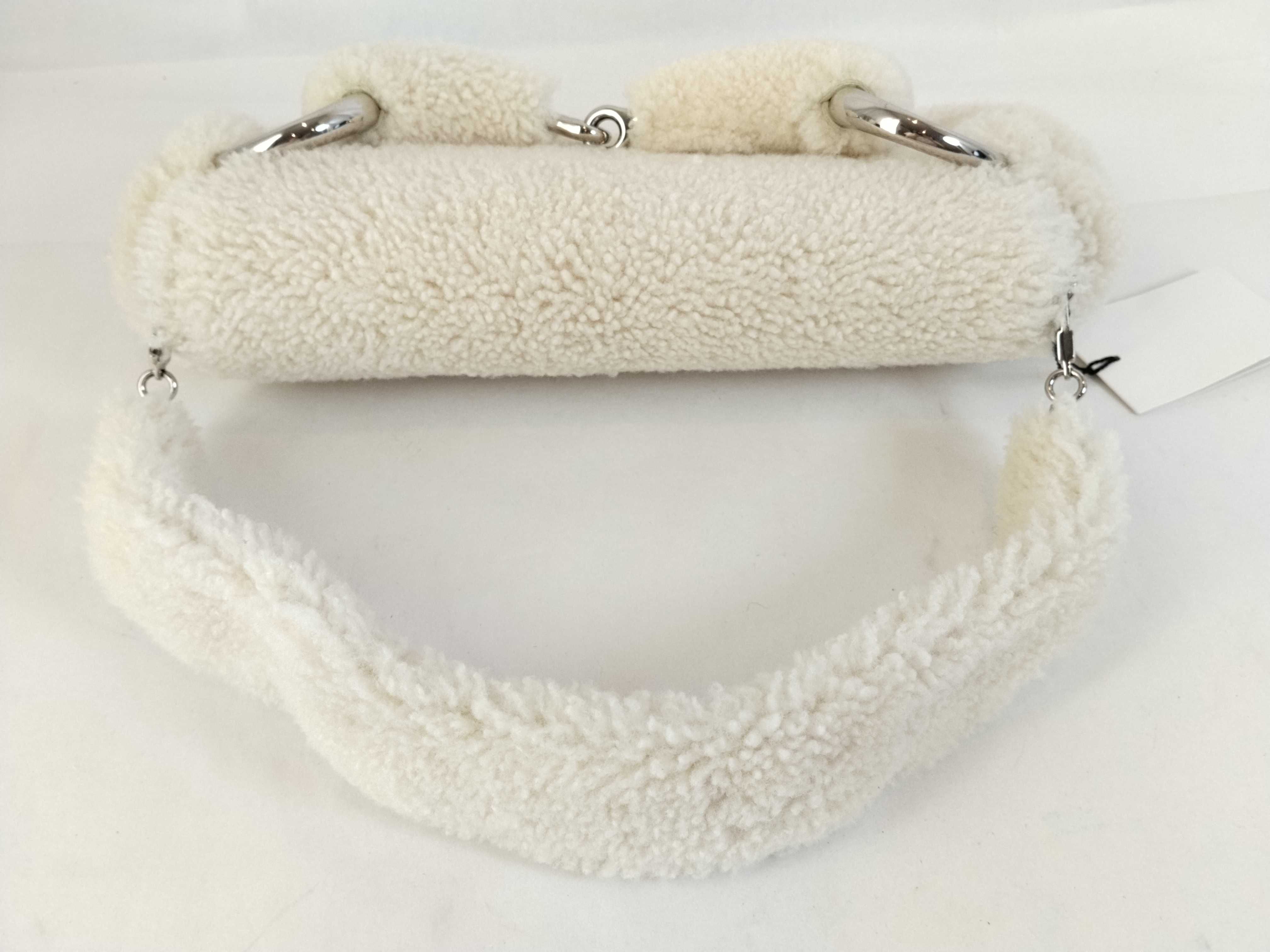 Horsebit Shoulder Bag, Fabric White, Boa Handbag — view 3