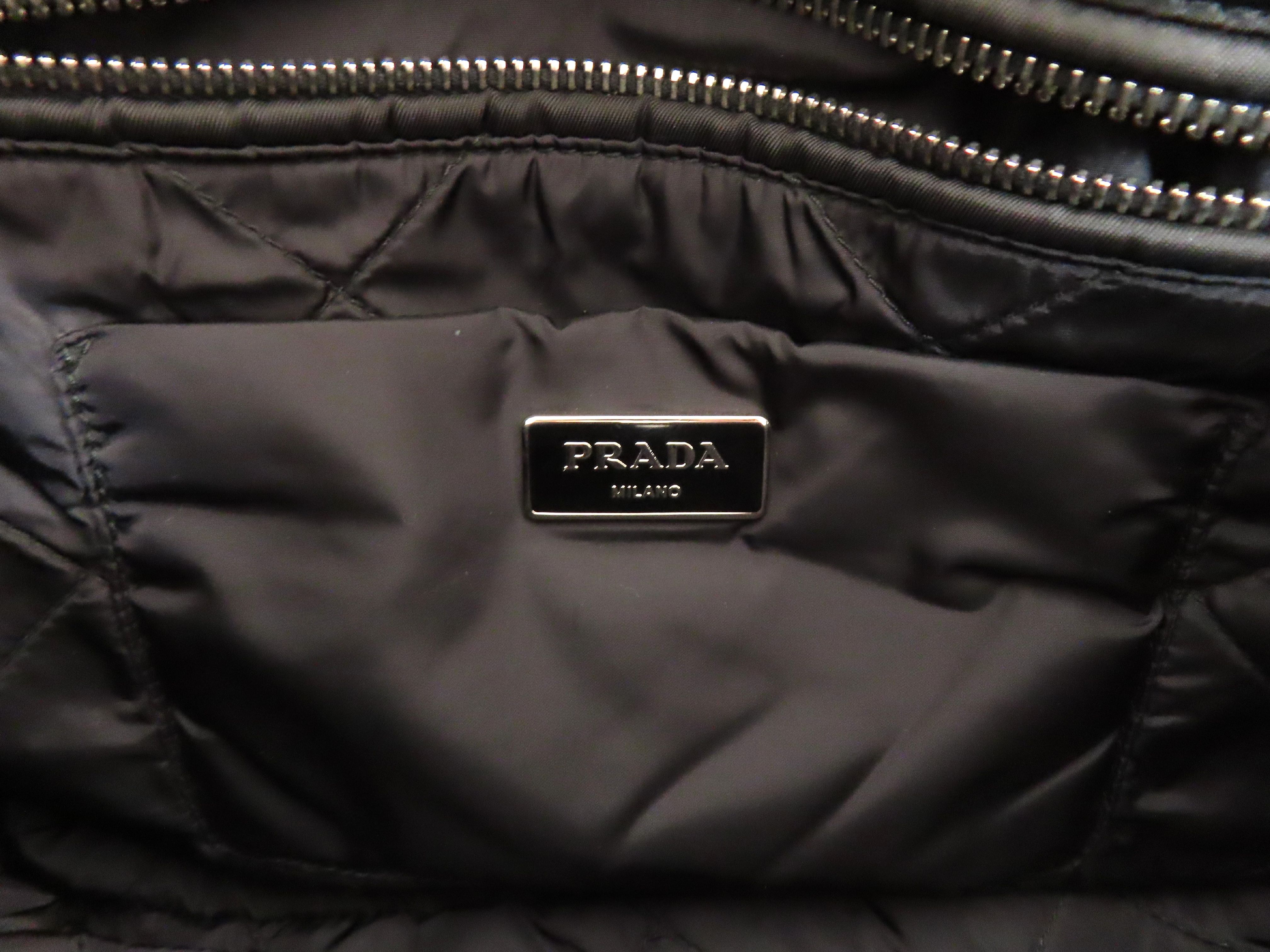 Nylon Prada Tessuto Bomber Nylon x Leather 2-Way Handbag Black BN277 Handbag — view 11
