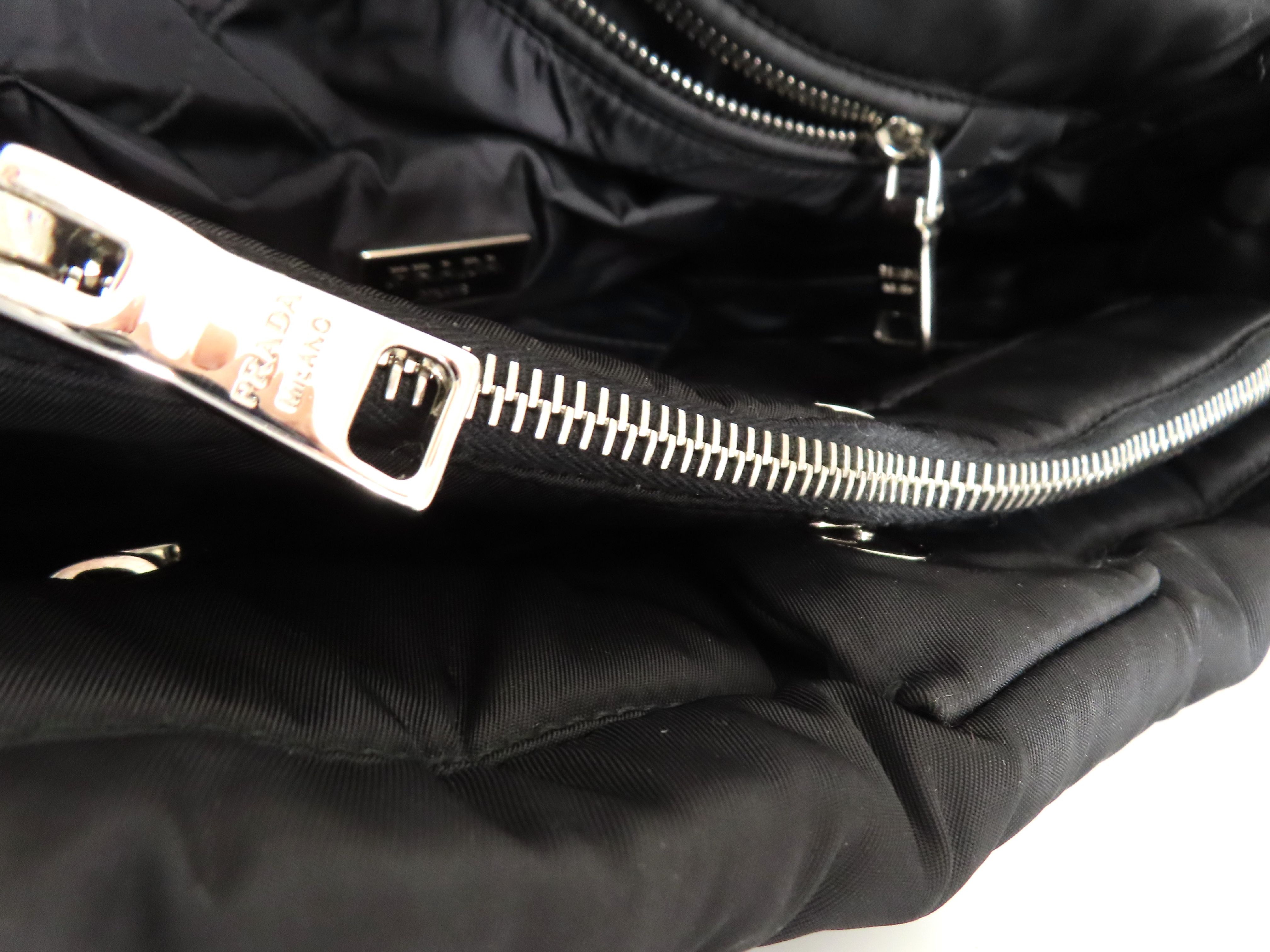 Nylon Prada Tessuto Bomber Nylon x Leather 2-Way Handbag Black BN277 Handbag — view 12