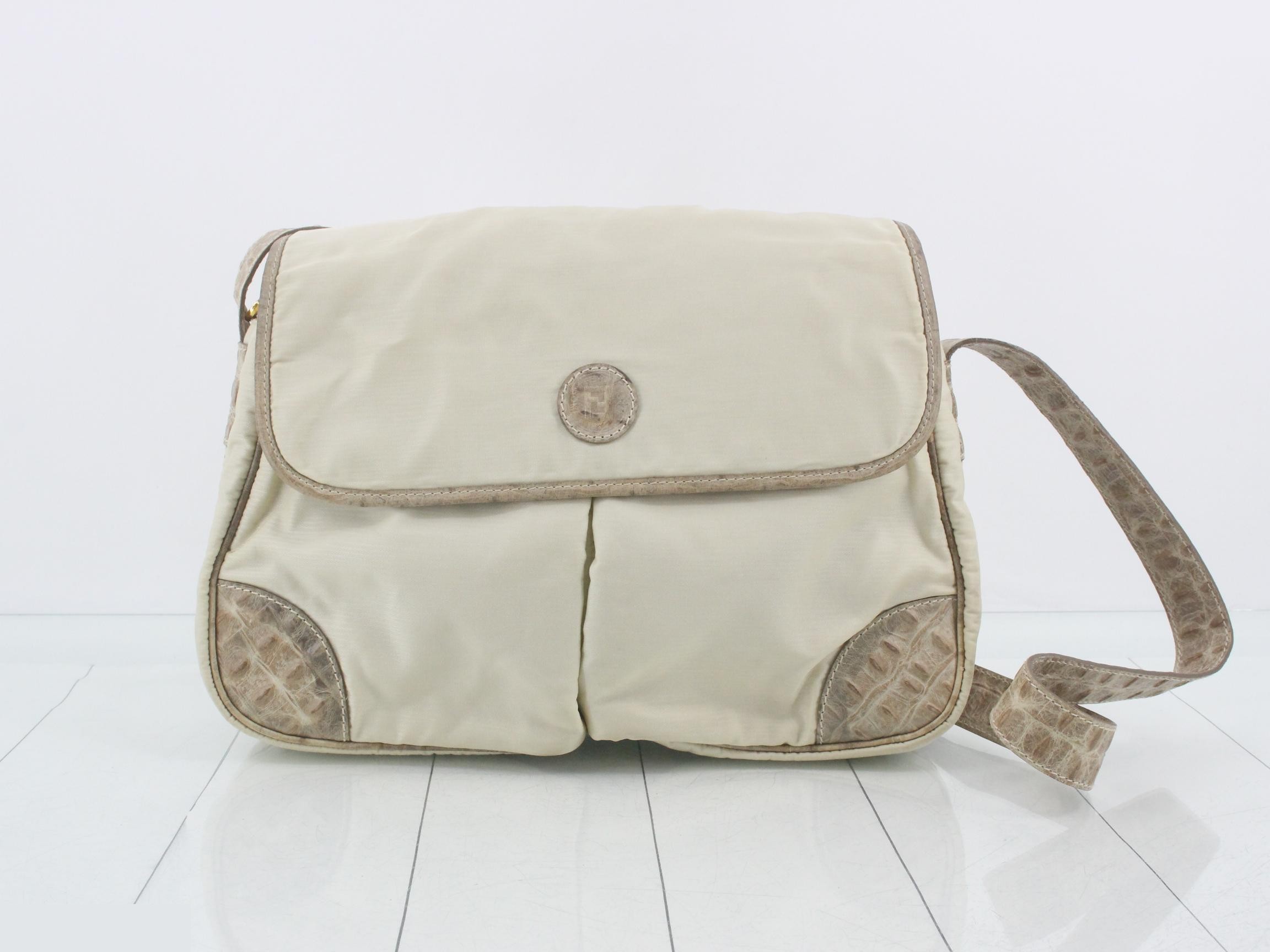 Crocodile embossed shoulder bag