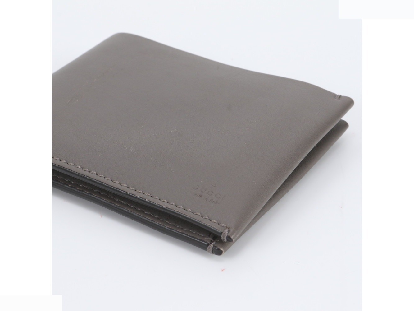 Leather bi-fold wallet, genuine leather, gray — view 3