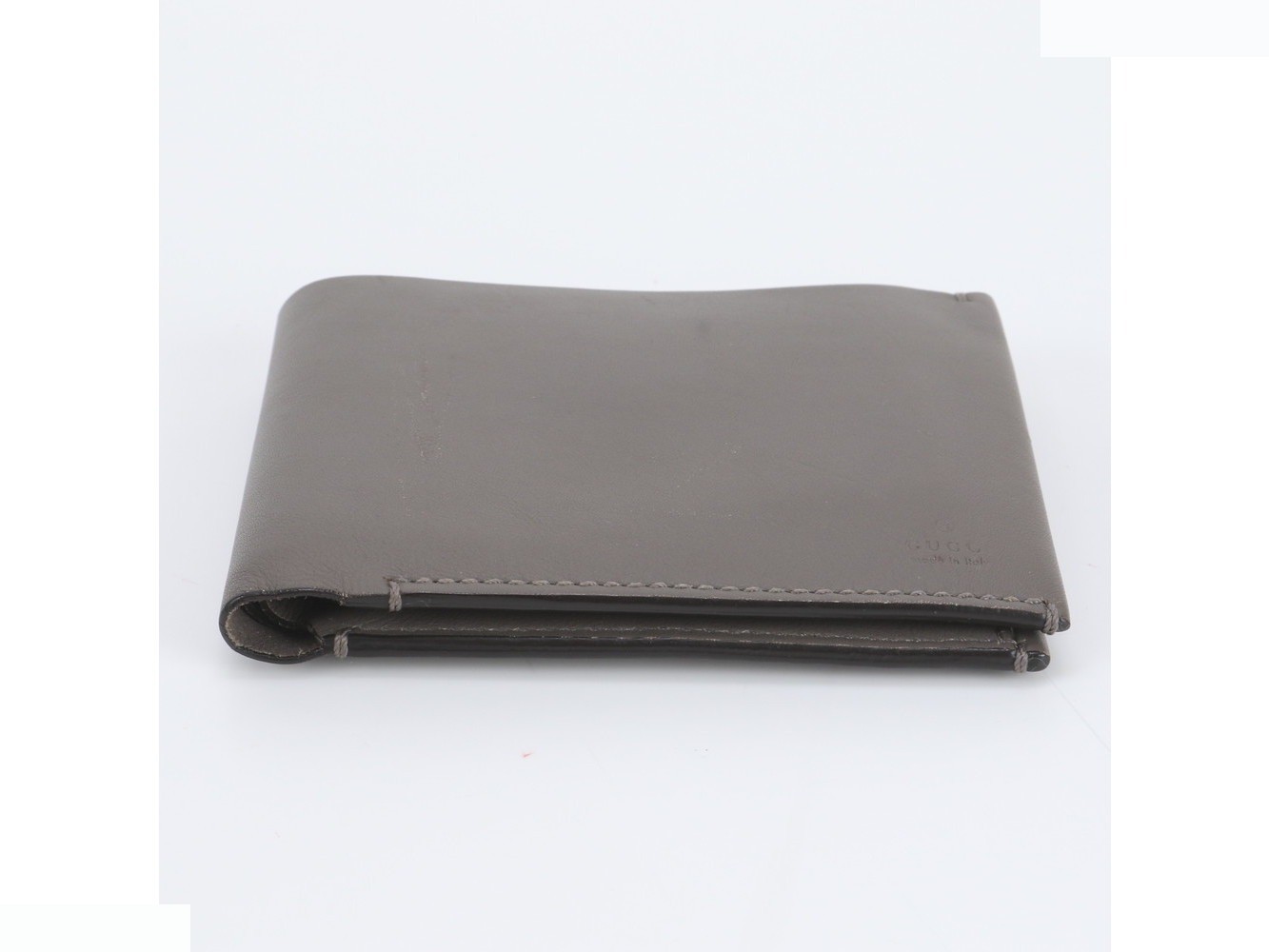 Leather bi-fold wallet, genuine leather, gray — view 4