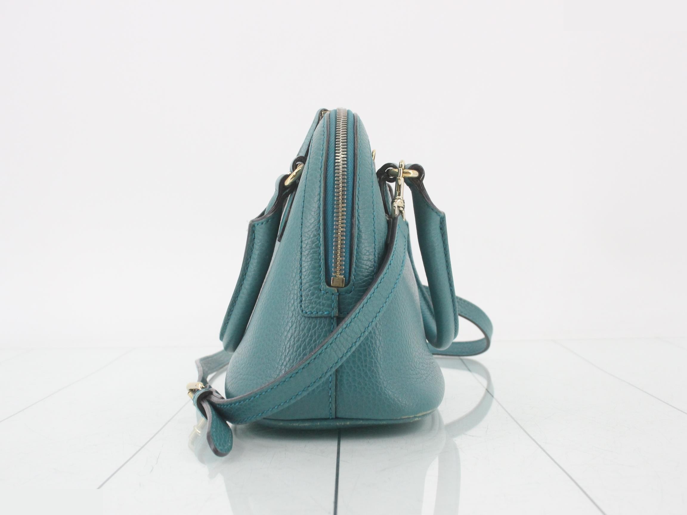 2-Way Bag with Long Strap, Leather, Green — view 3