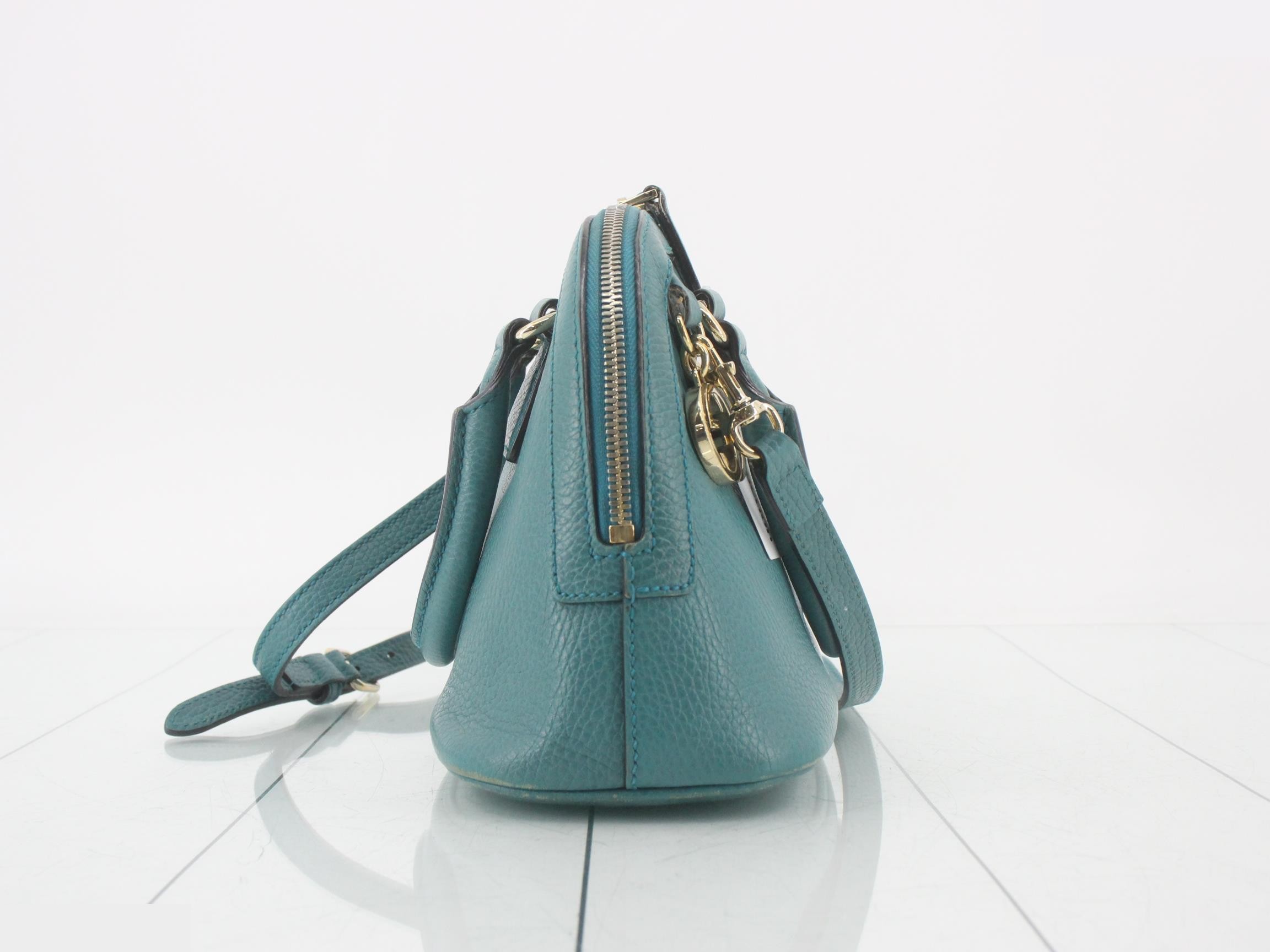 2-Way Bag with Long Strap, Leather, Green — view 4