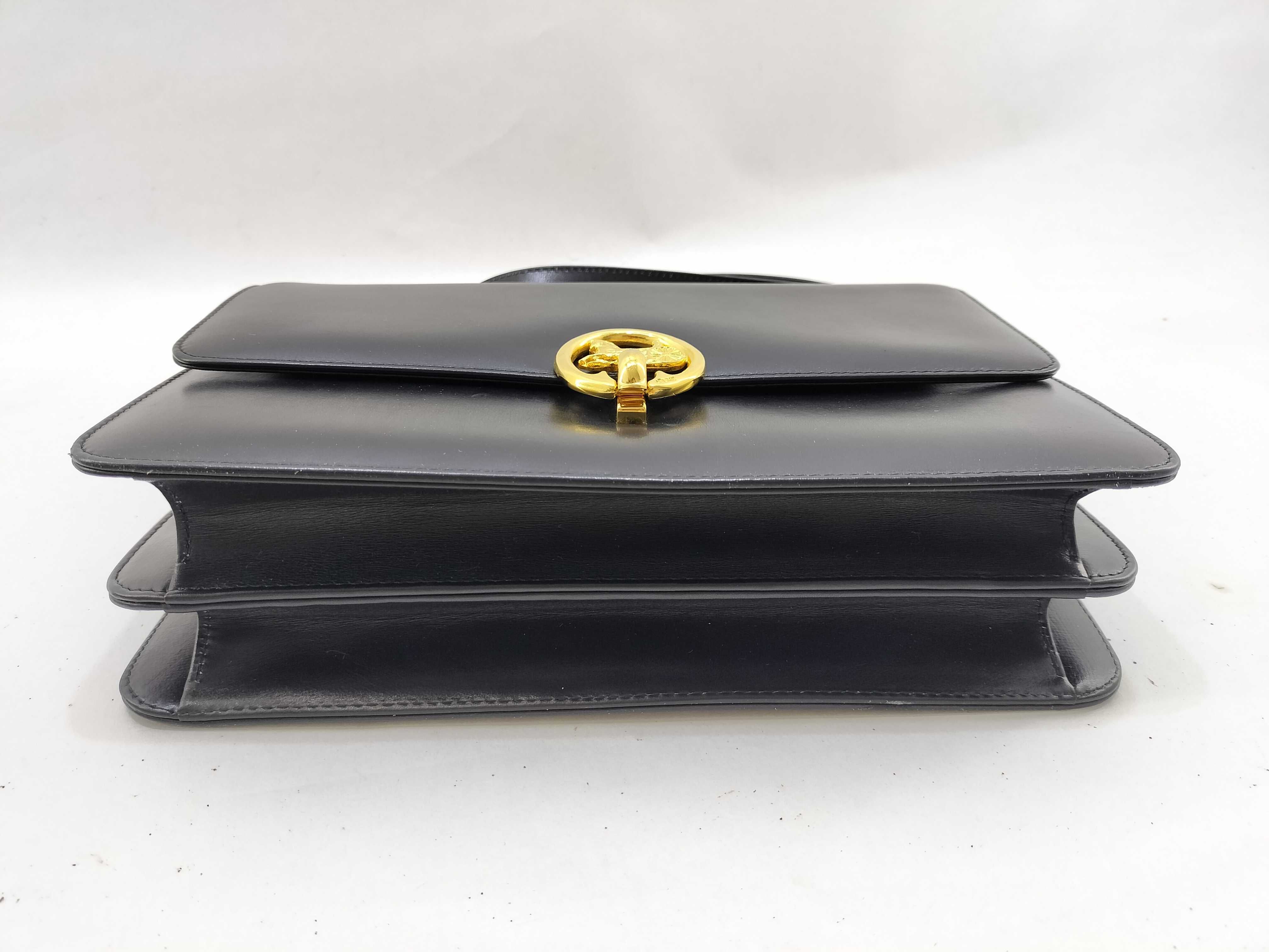 carriage shoulder leather black shoulder bag — view 3