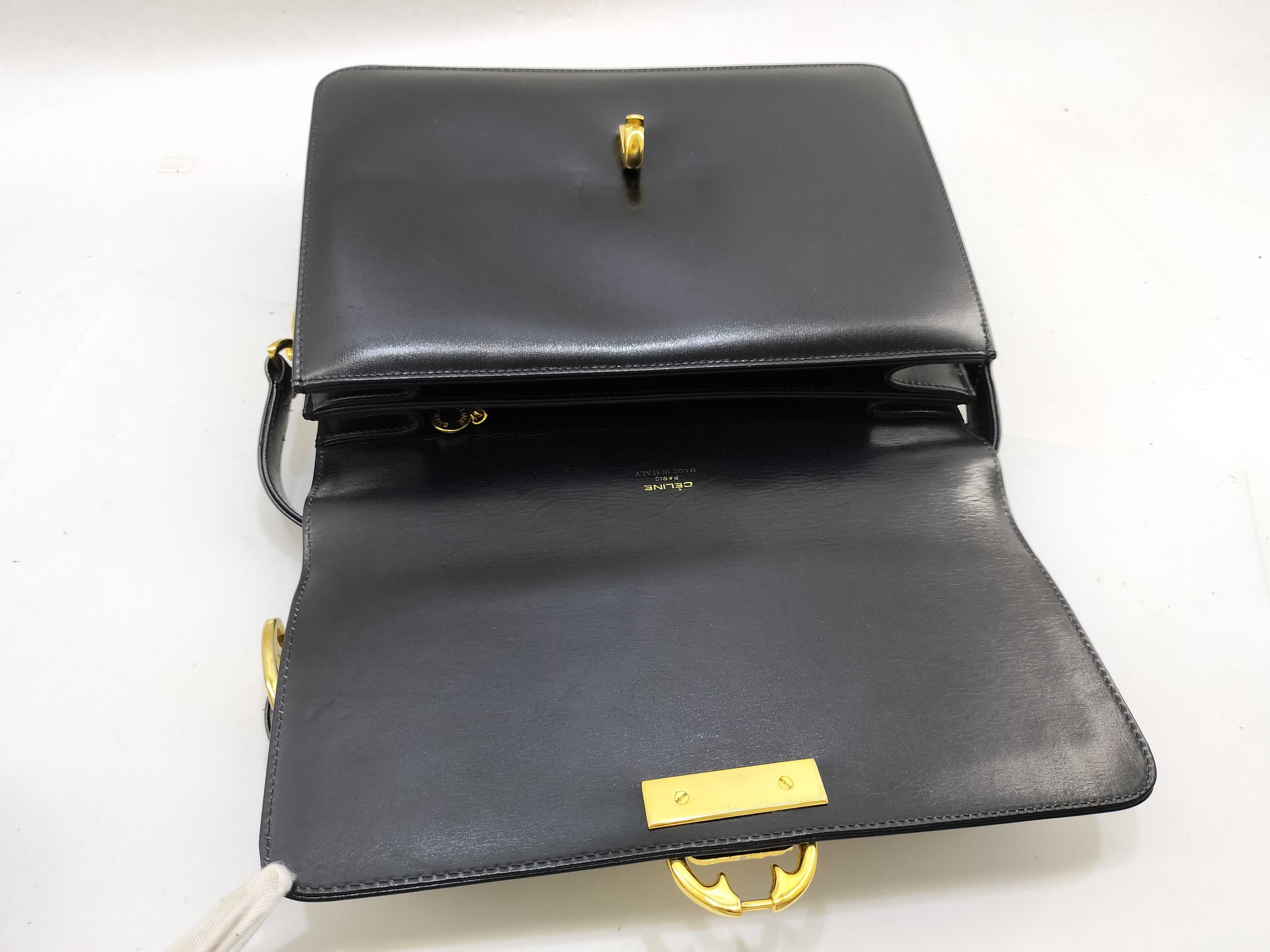 carriage shoulder leather black shoulder bag — view 10