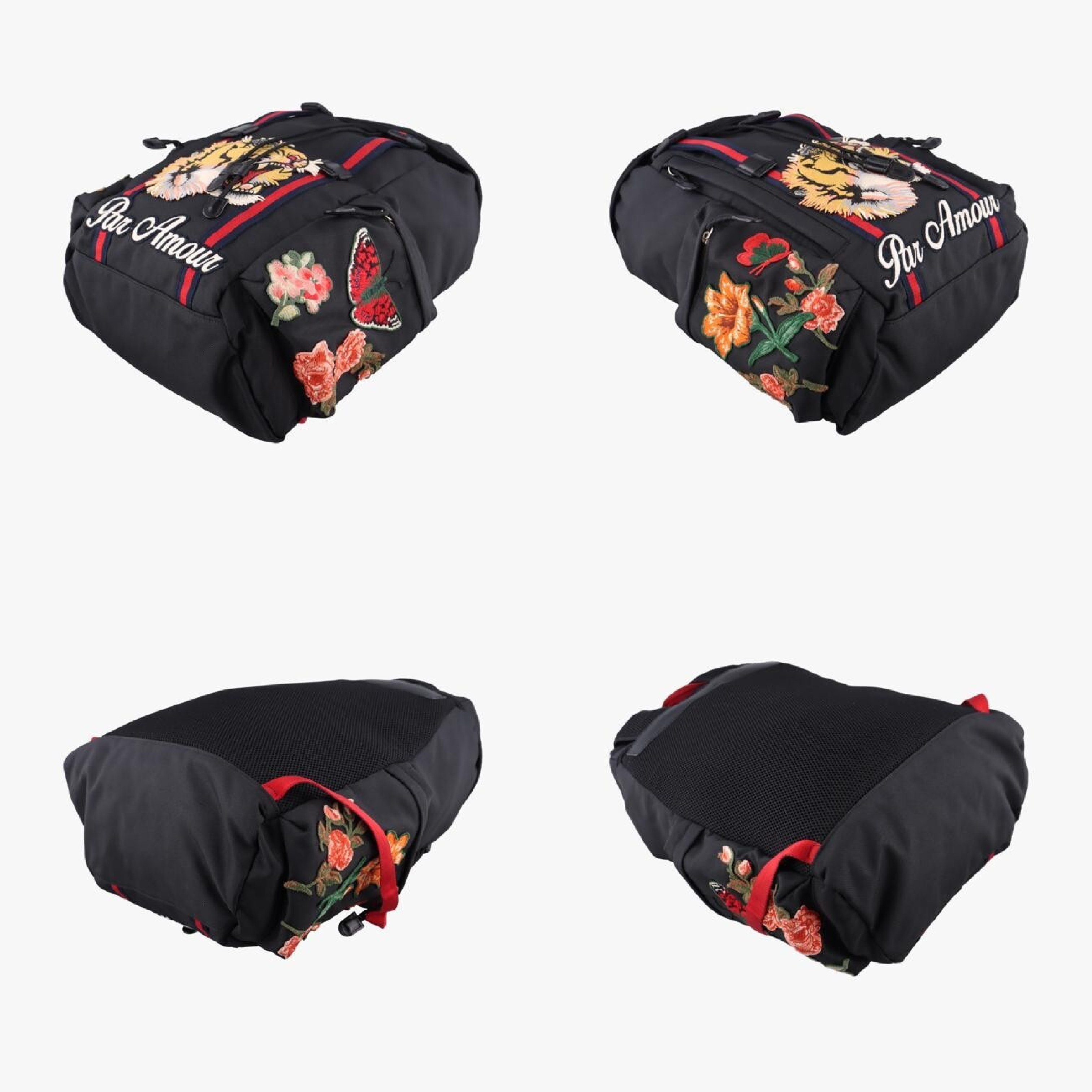 Sherry Line Embroidered Tiger Black x Multicolor Canvas Backpack 429037 E022463164 — view 4