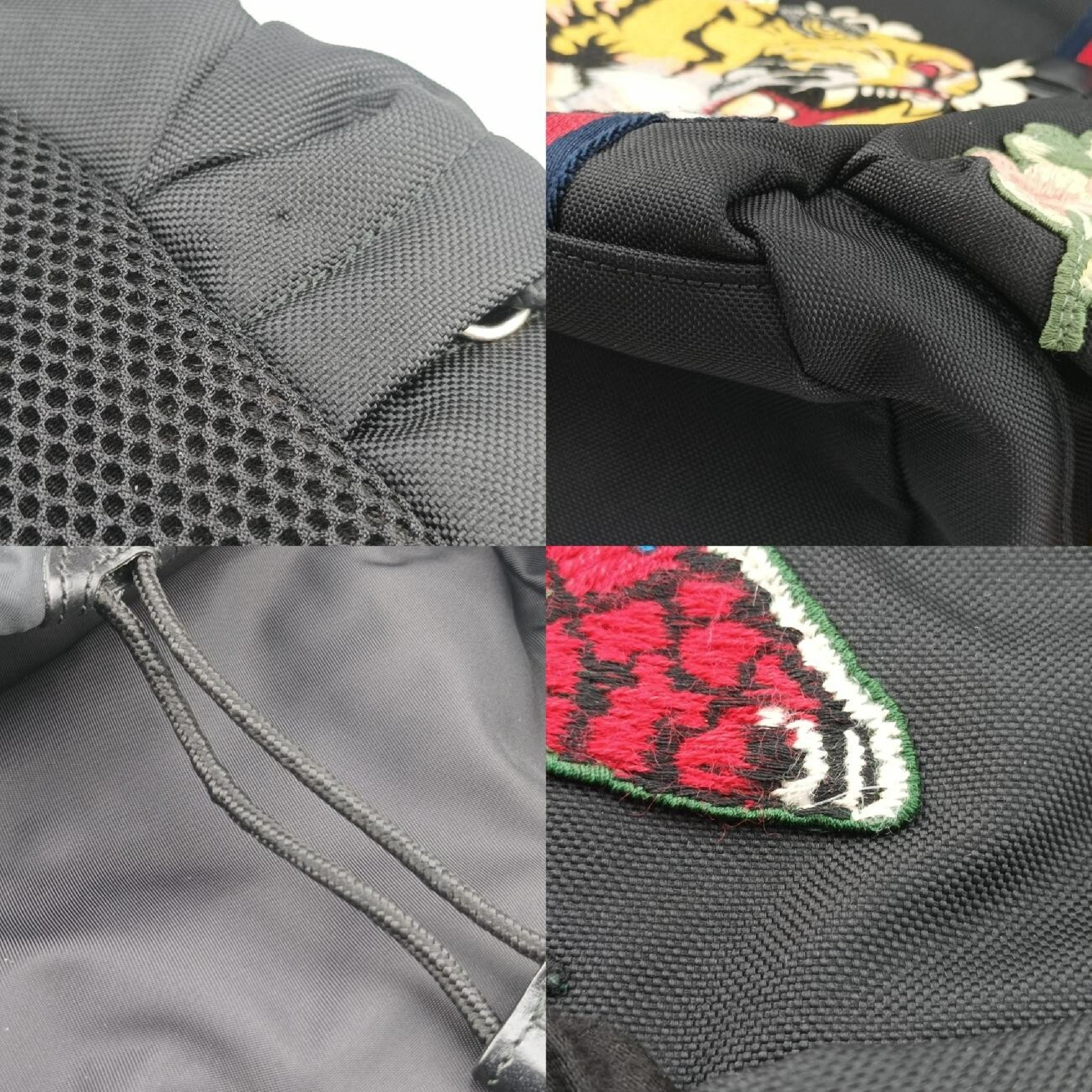Sherry Line Embroidered Tiger Black x Multicolor Canvas Backpack 429037 E022463164 — view 10