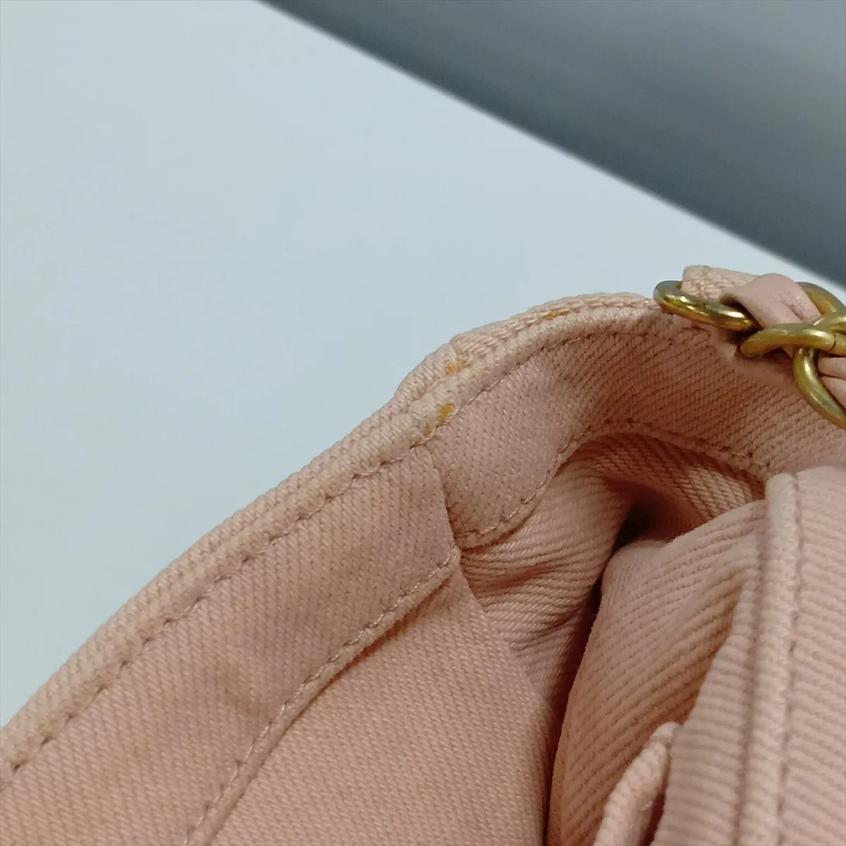 Chevron Canvas Single Flap Single Chain Bag, Pink with Gold Hardware, 29685368, serial number in the 29 range. — view 11
