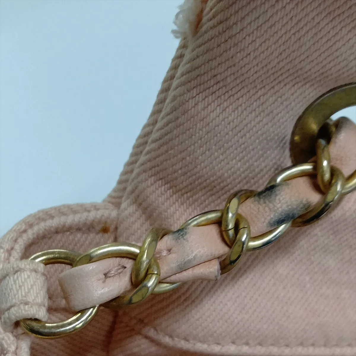 Chevron Canvas Single Flap Single Chain Bag, Pink with Gold Hardware, 29685368, serial number in the 29 range. — view 10
