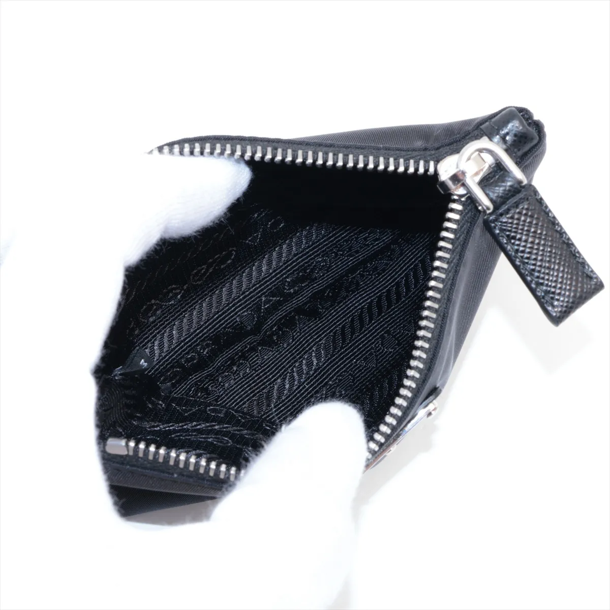 Tessuto Triangle Logo 2TT117 Nylon Coin Case Black — view 3