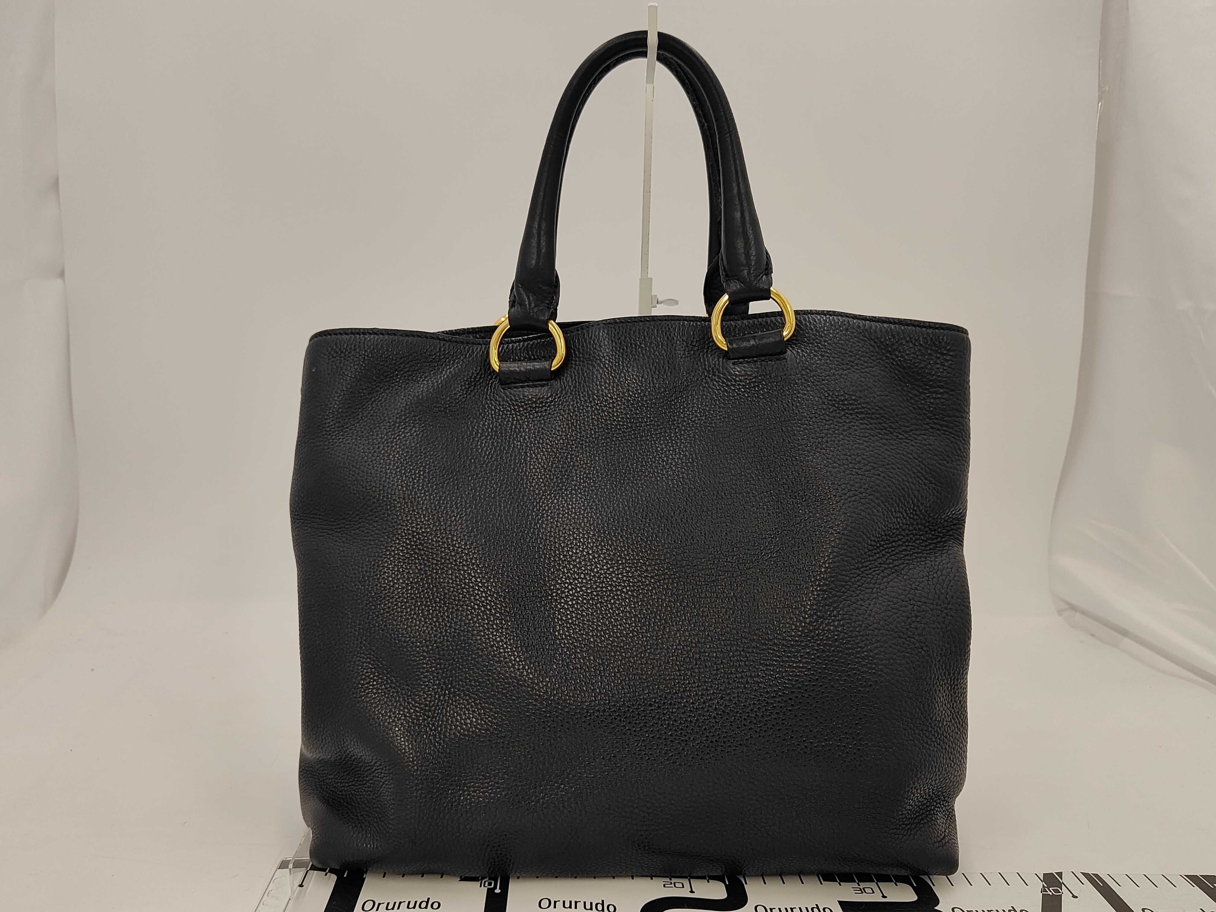 BAG LEATHER NO STRAP SHOULDER BLACK Tote Bag — view 2