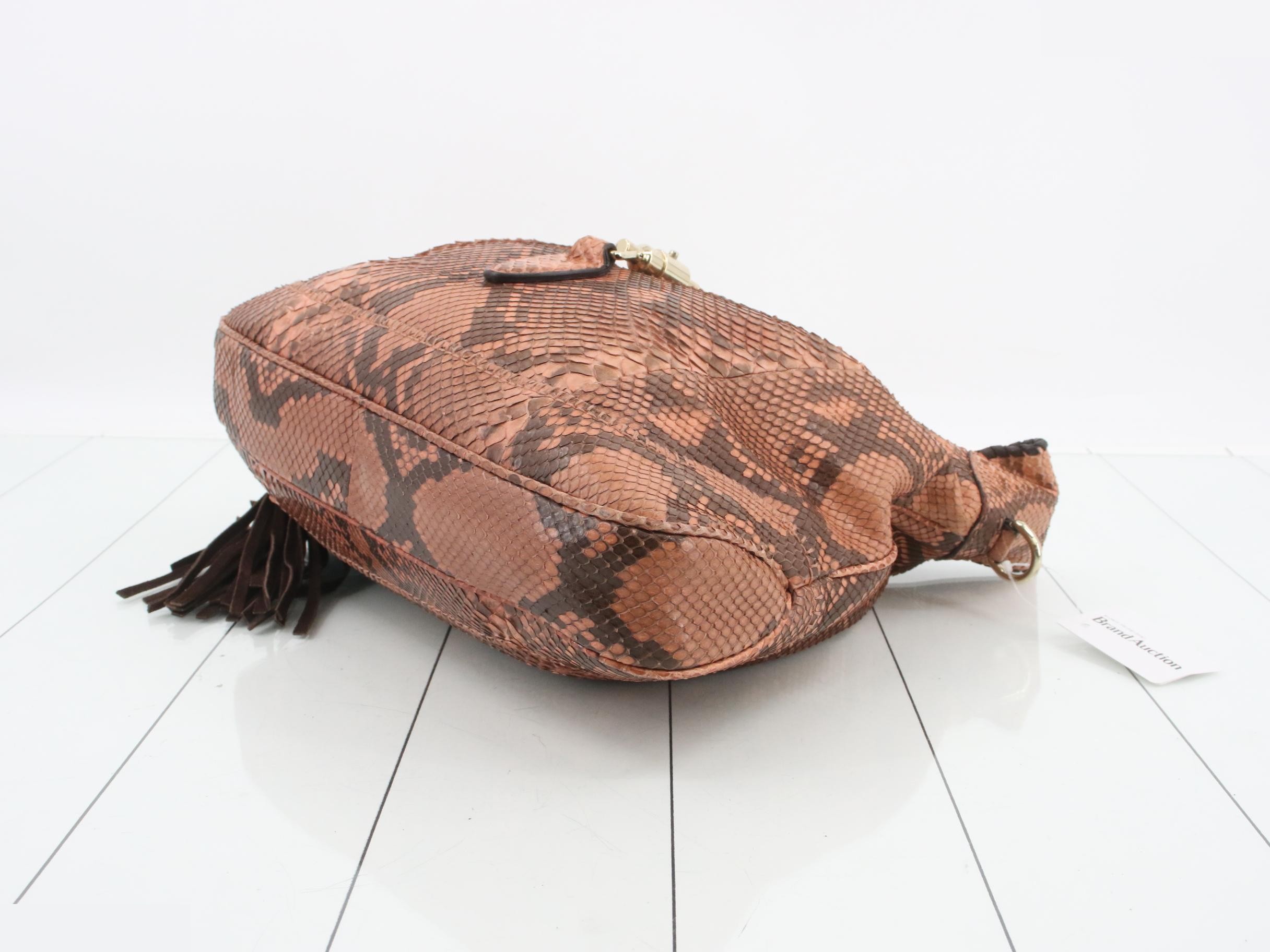 Limited Edition Python Leather Bamboo Tassel Shoulder Bag - Brown — view 6