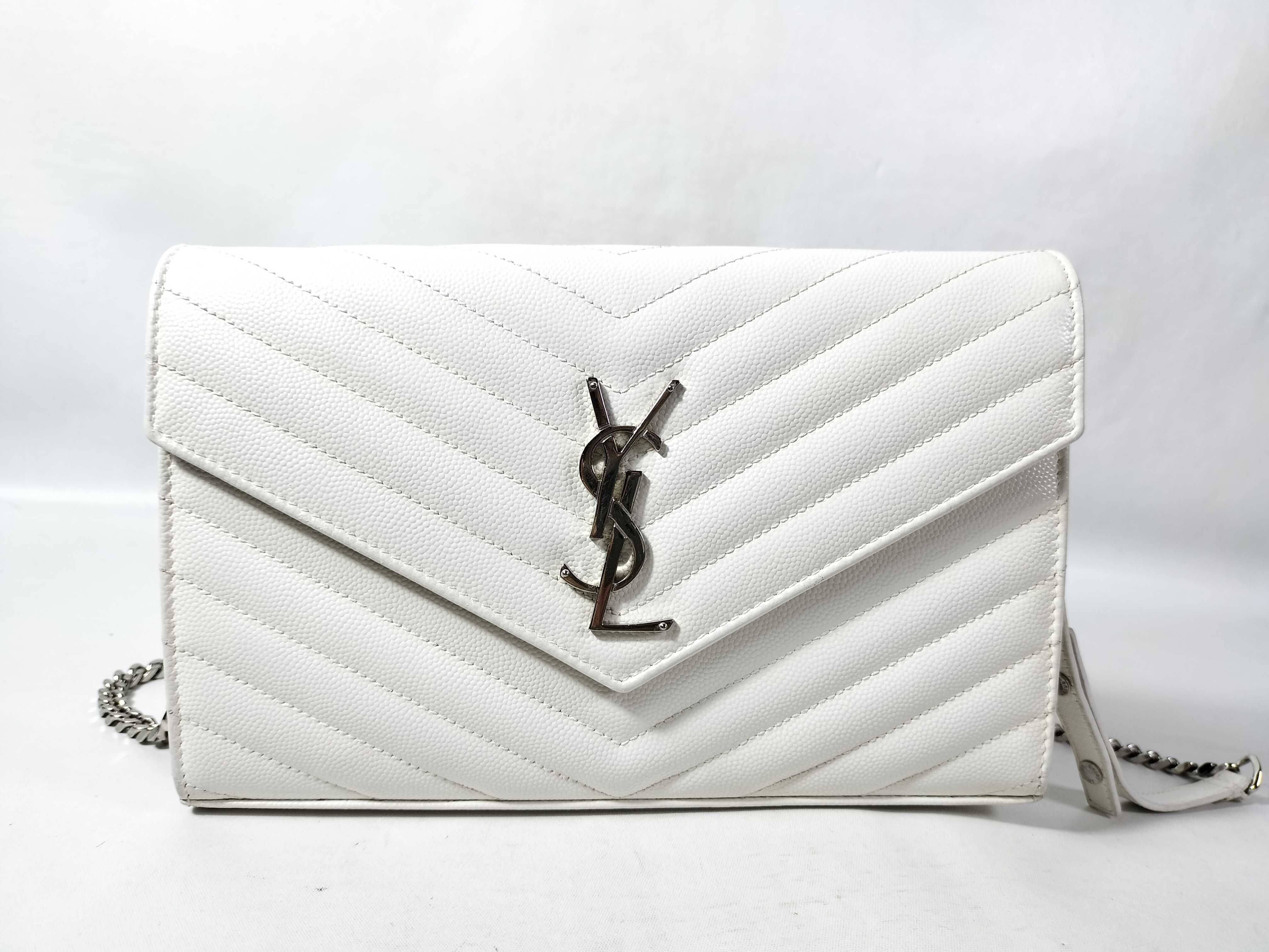 Chain Wallet Leather White Shoulder Bag