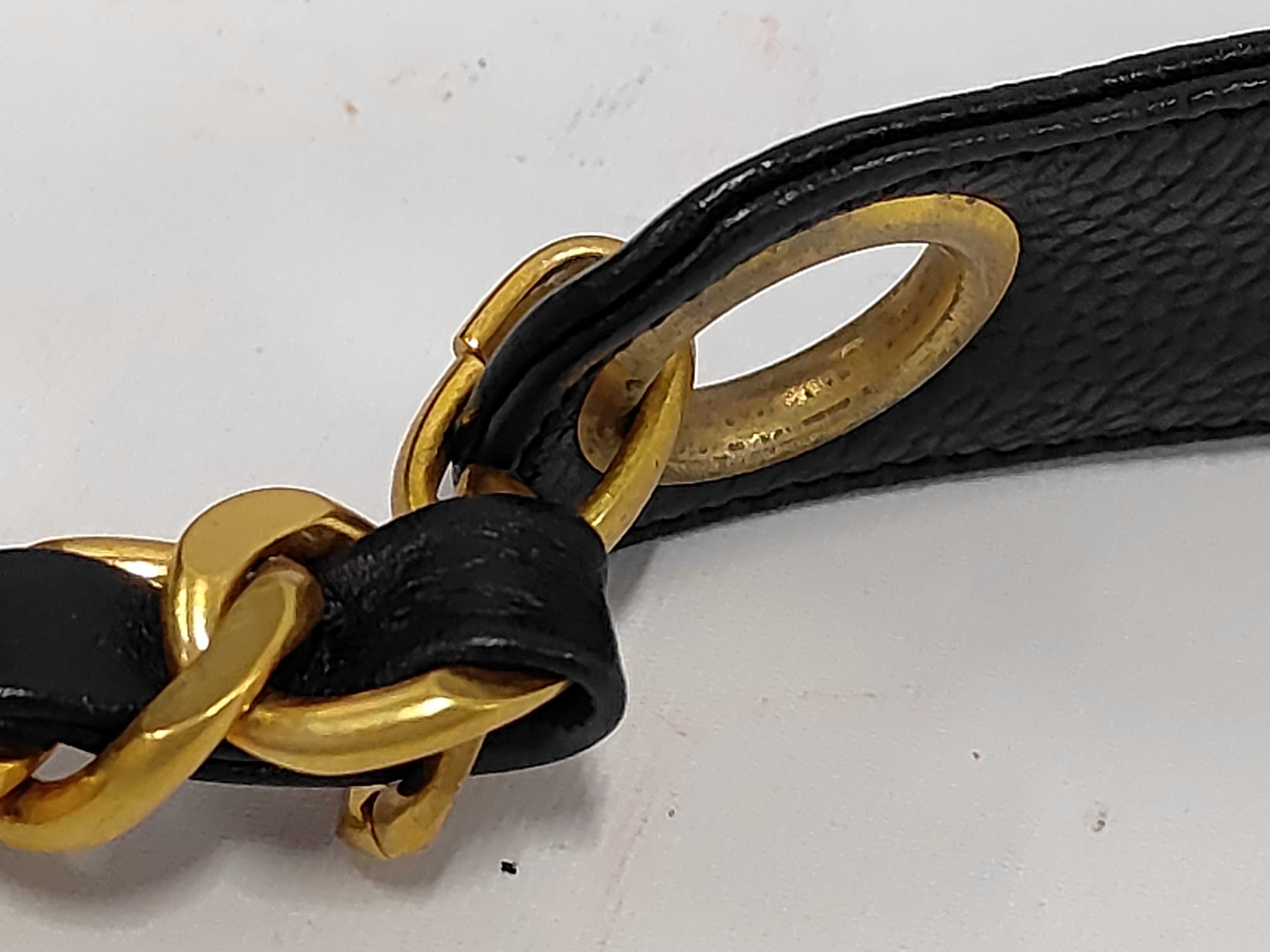Vintage Drawstring Bag, Black Caviar Leather Shoulder Bag — view 6