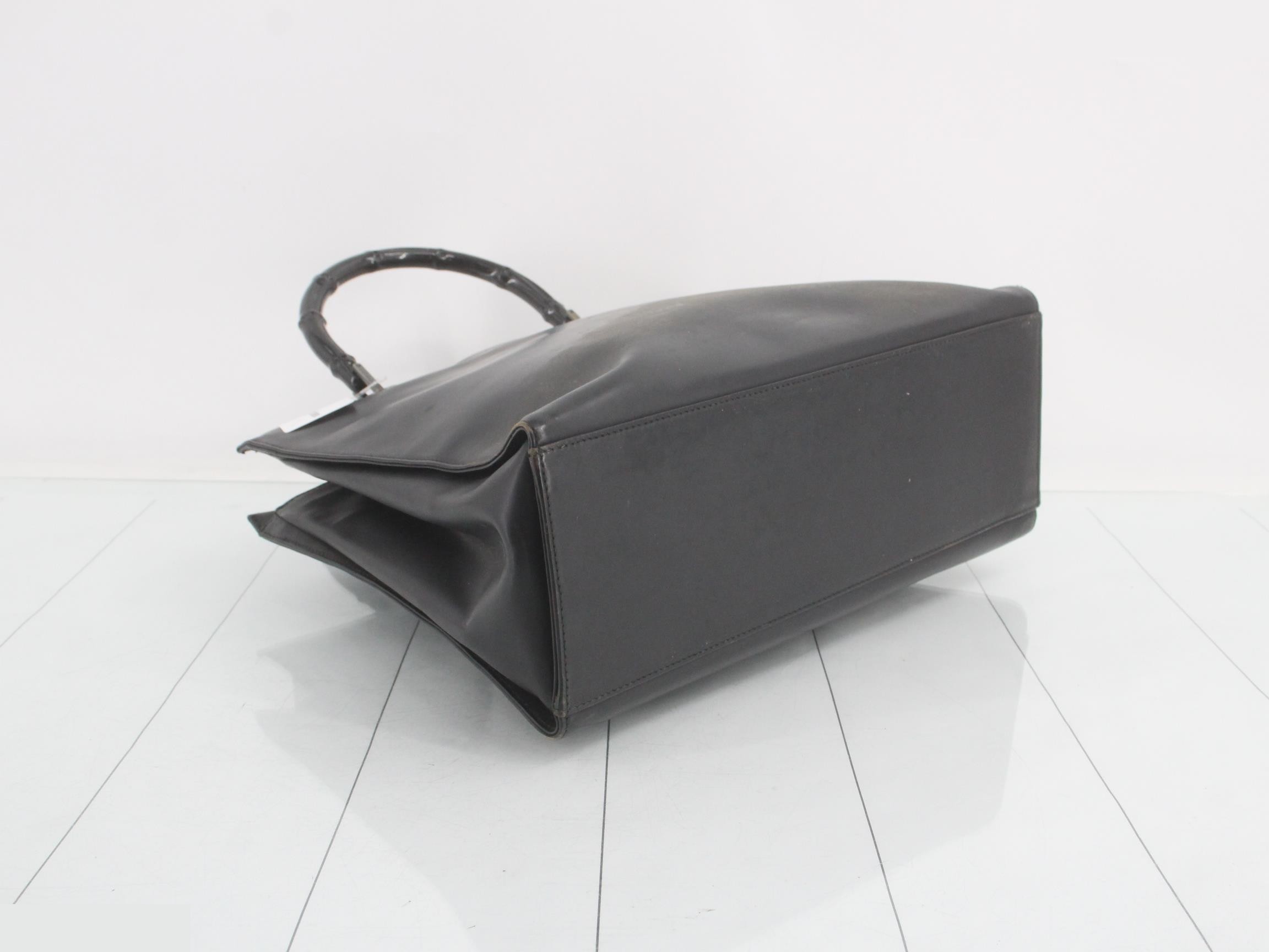 Bamboo tote leather black — view 5