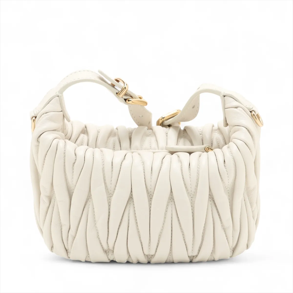 Matelasse Leather Shoulder Bag White 5NE026 — view 2