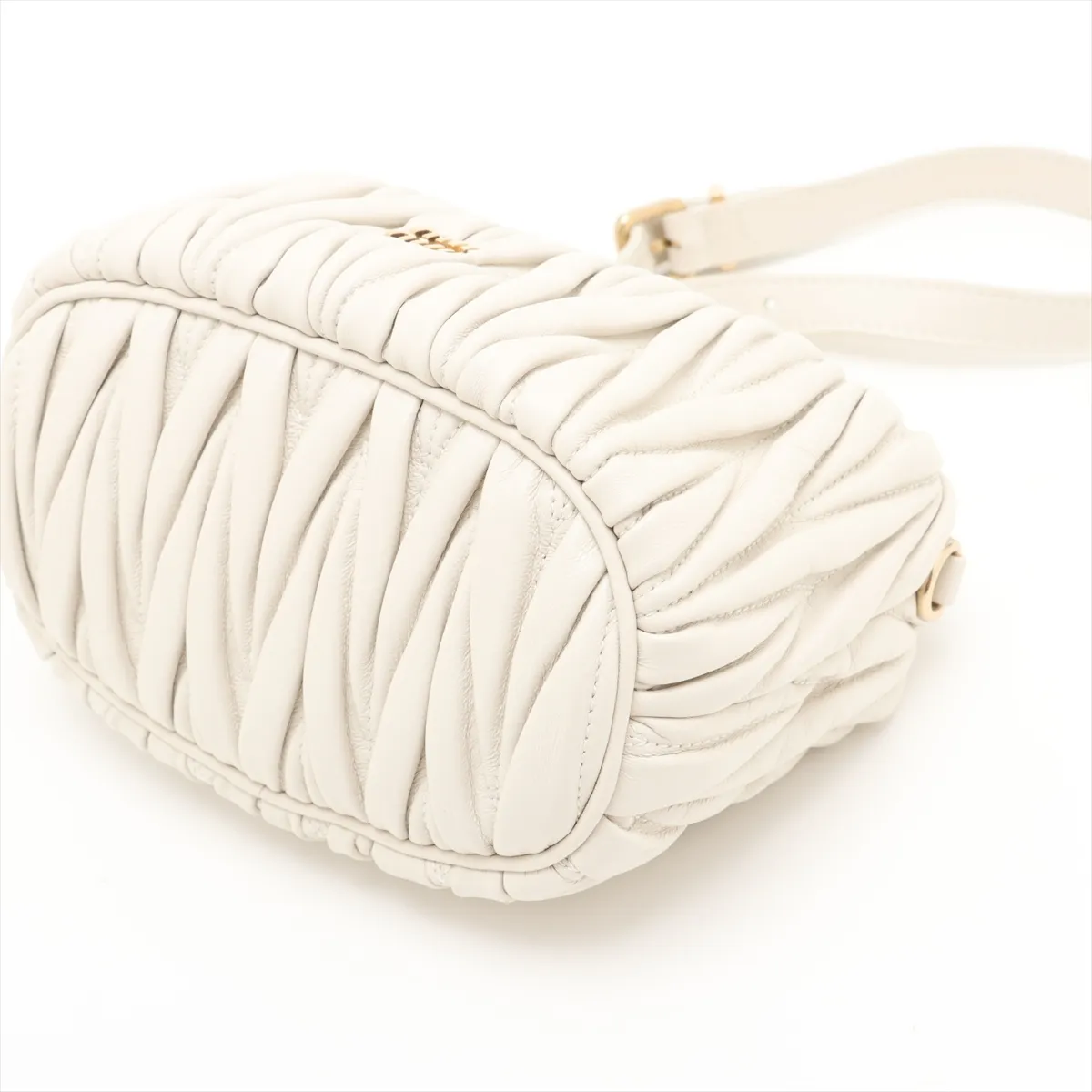 Matelasse Leather Shoulder Bag White 5NE026 — view 3