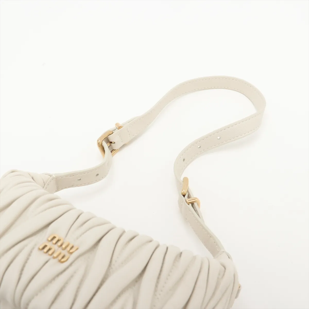 Matelasse Leather Shoulder Bag White 5NE026 — view 5