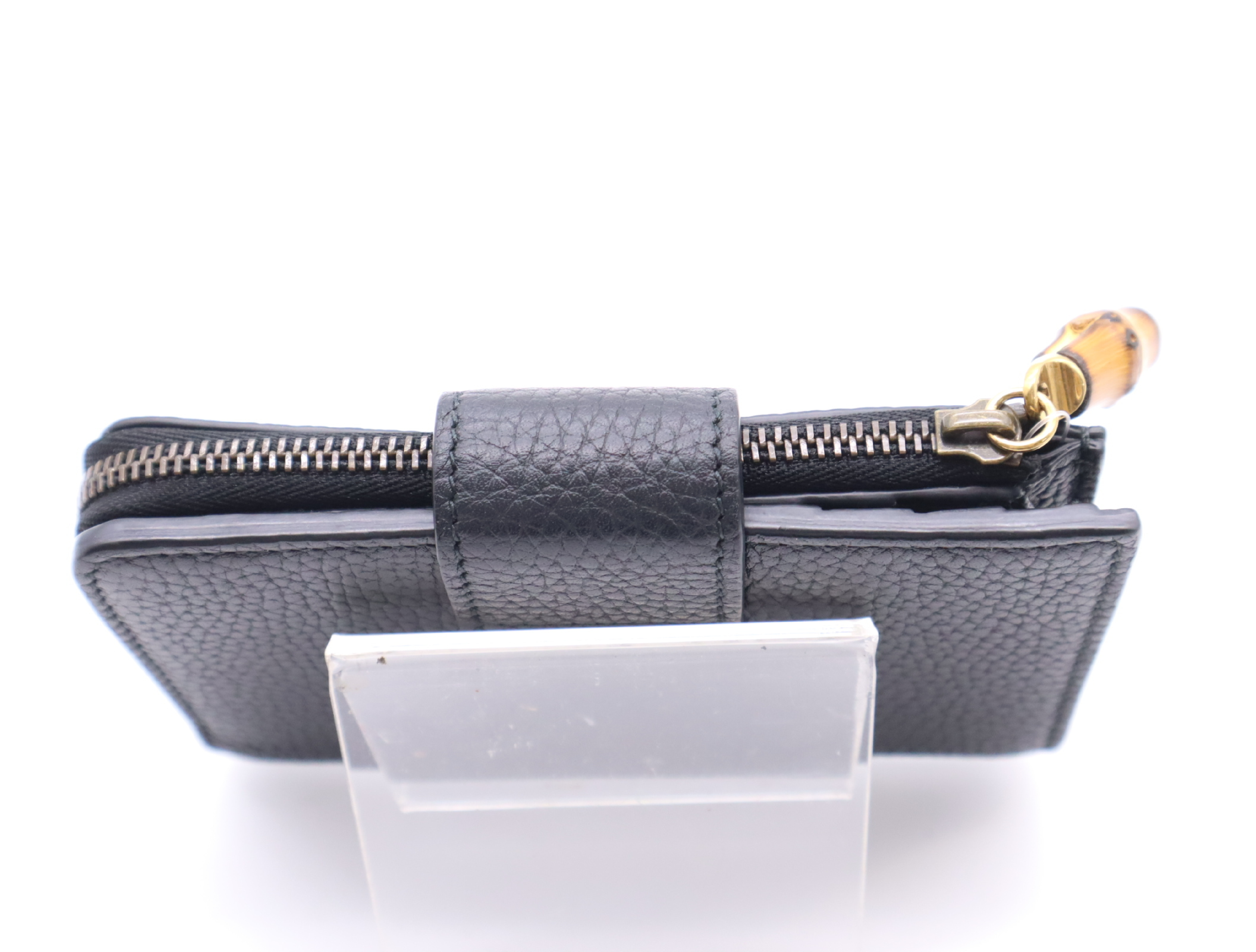 739498 Leather Double G Bamboo Medium Wallet Black — view 4