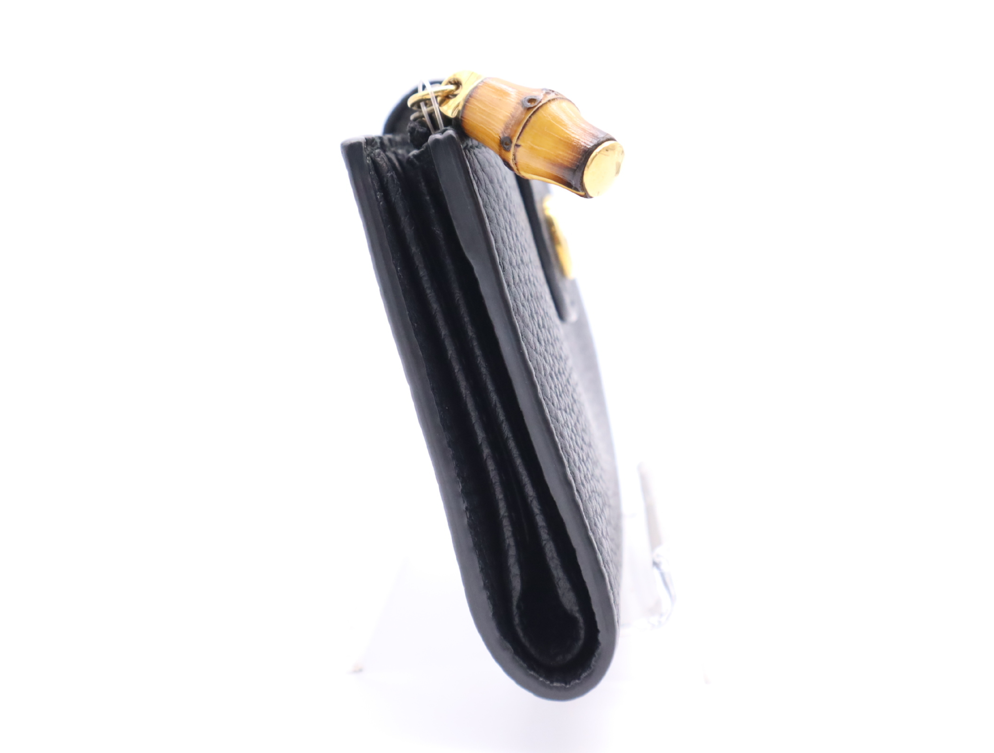 739498 Leather Double G Bamboo Medium Wallet Black — view 5